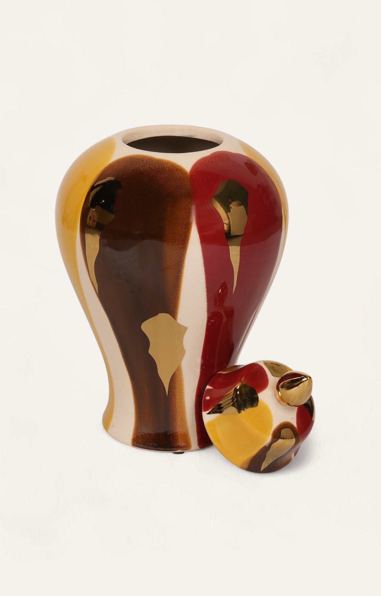 Multicolor Art Glass Decorative Jar with Lid