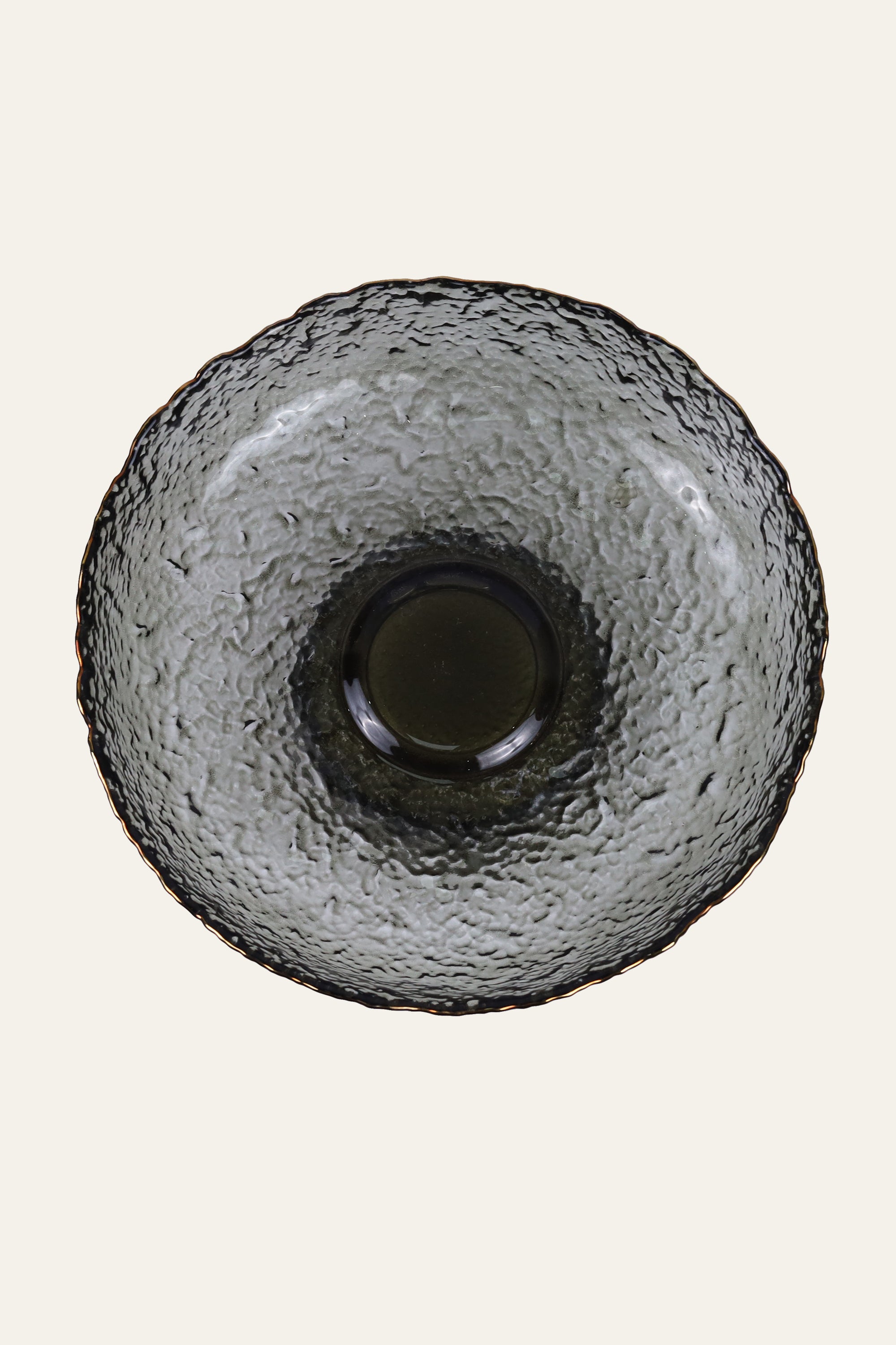 Hammered Grey Glass Footed Fruit Bowl