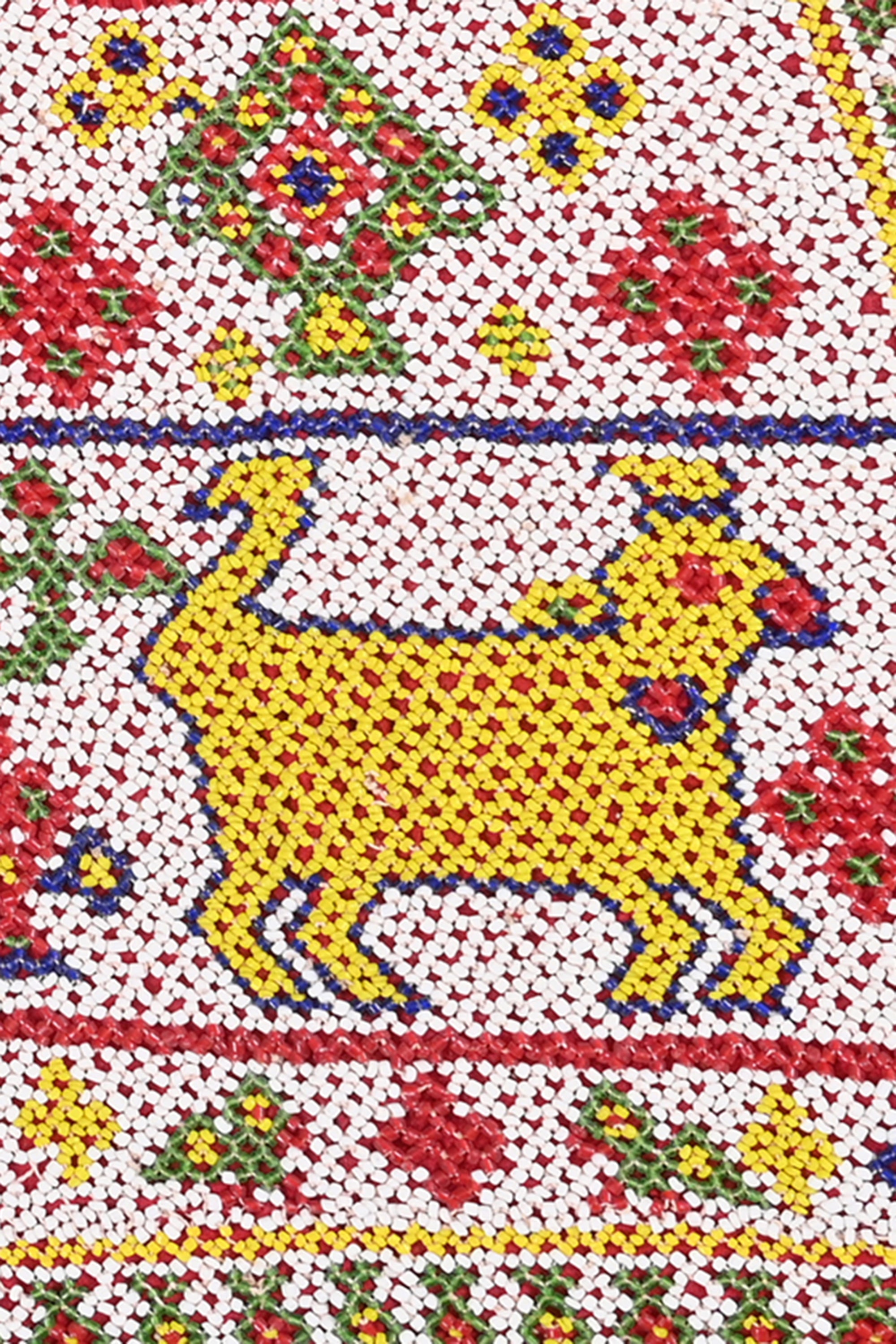 Gujarati Beaded Animal & Floral Textile Wall Art