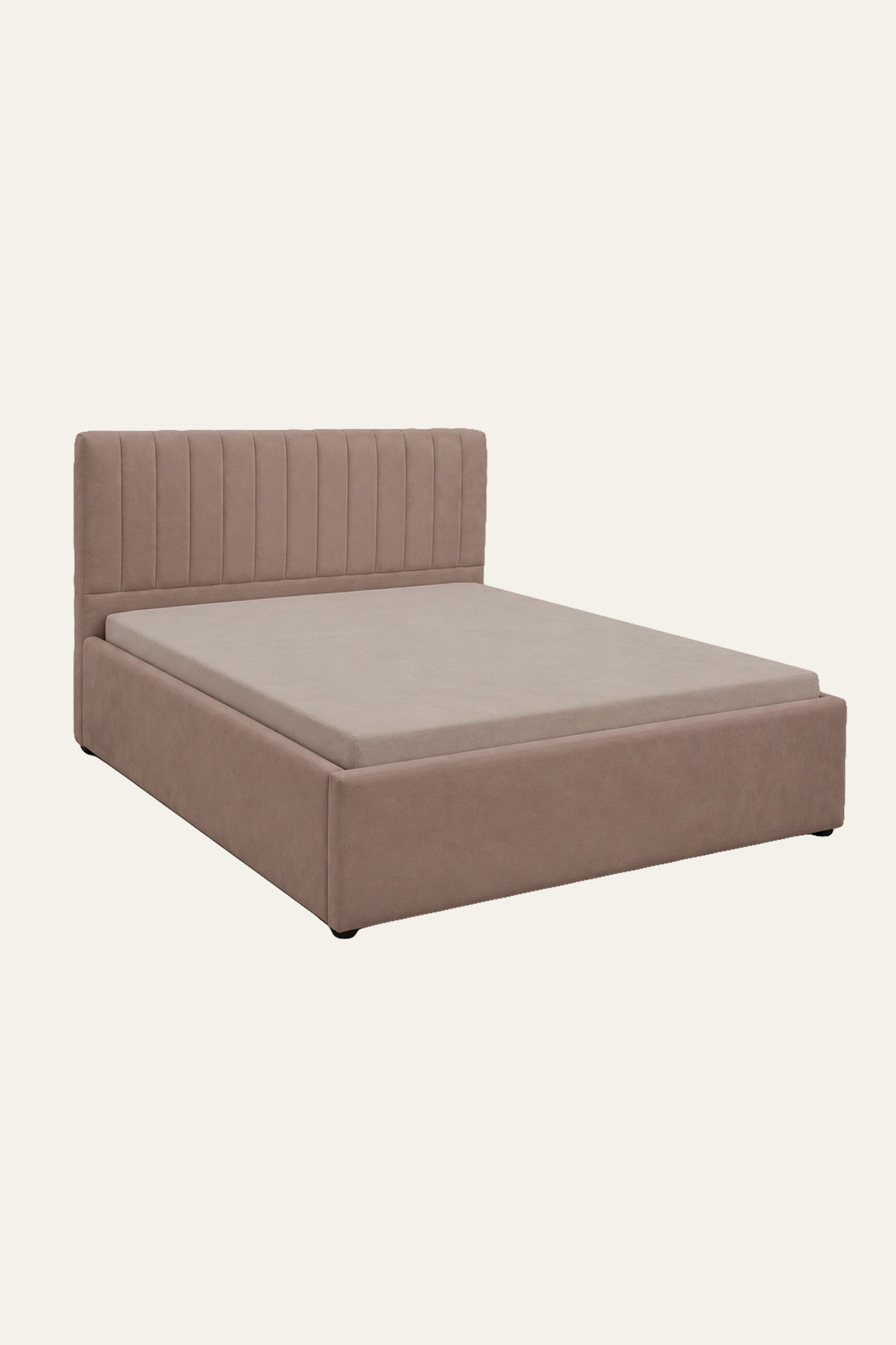 Brown Velvet Channel Tufted Bed for Modern Bedroom