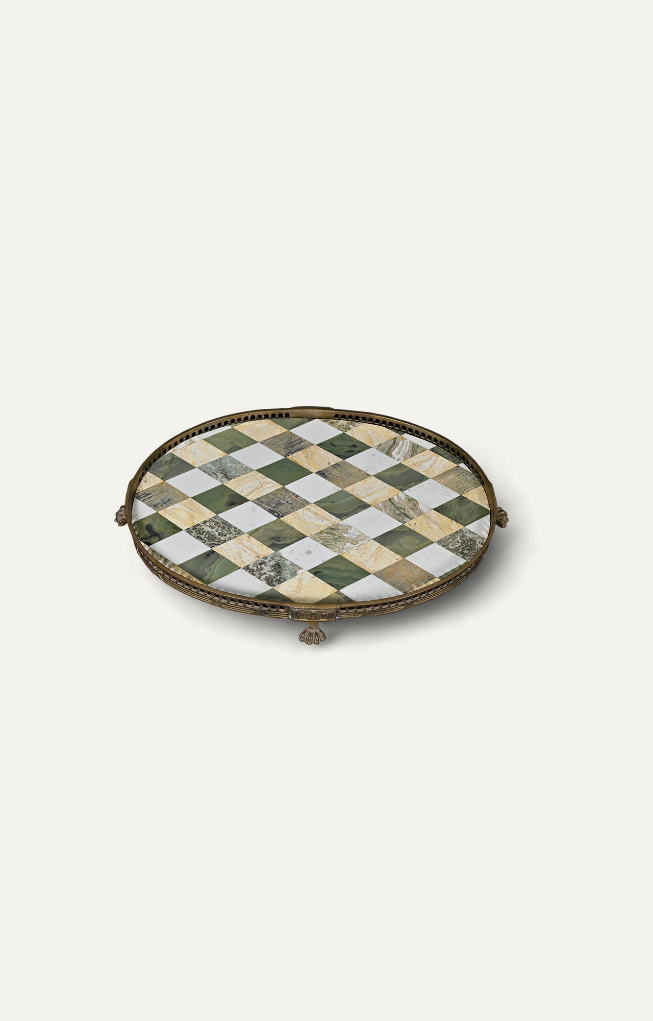 Brass Tray With Marble Inlay