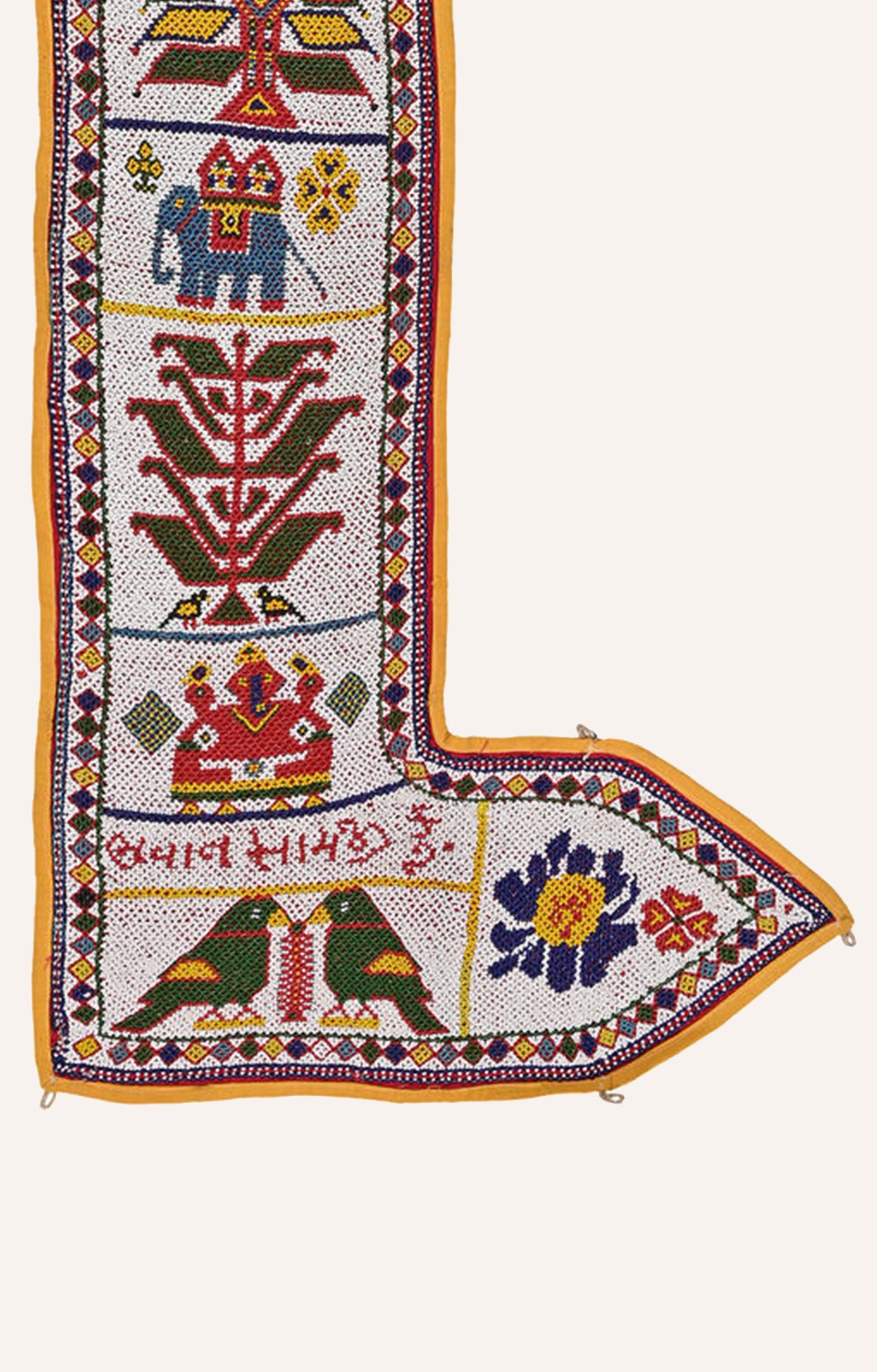 Indian Hand Embroidered Pearl Vintage Cotton Wall Hanging Living Room Wall Décor