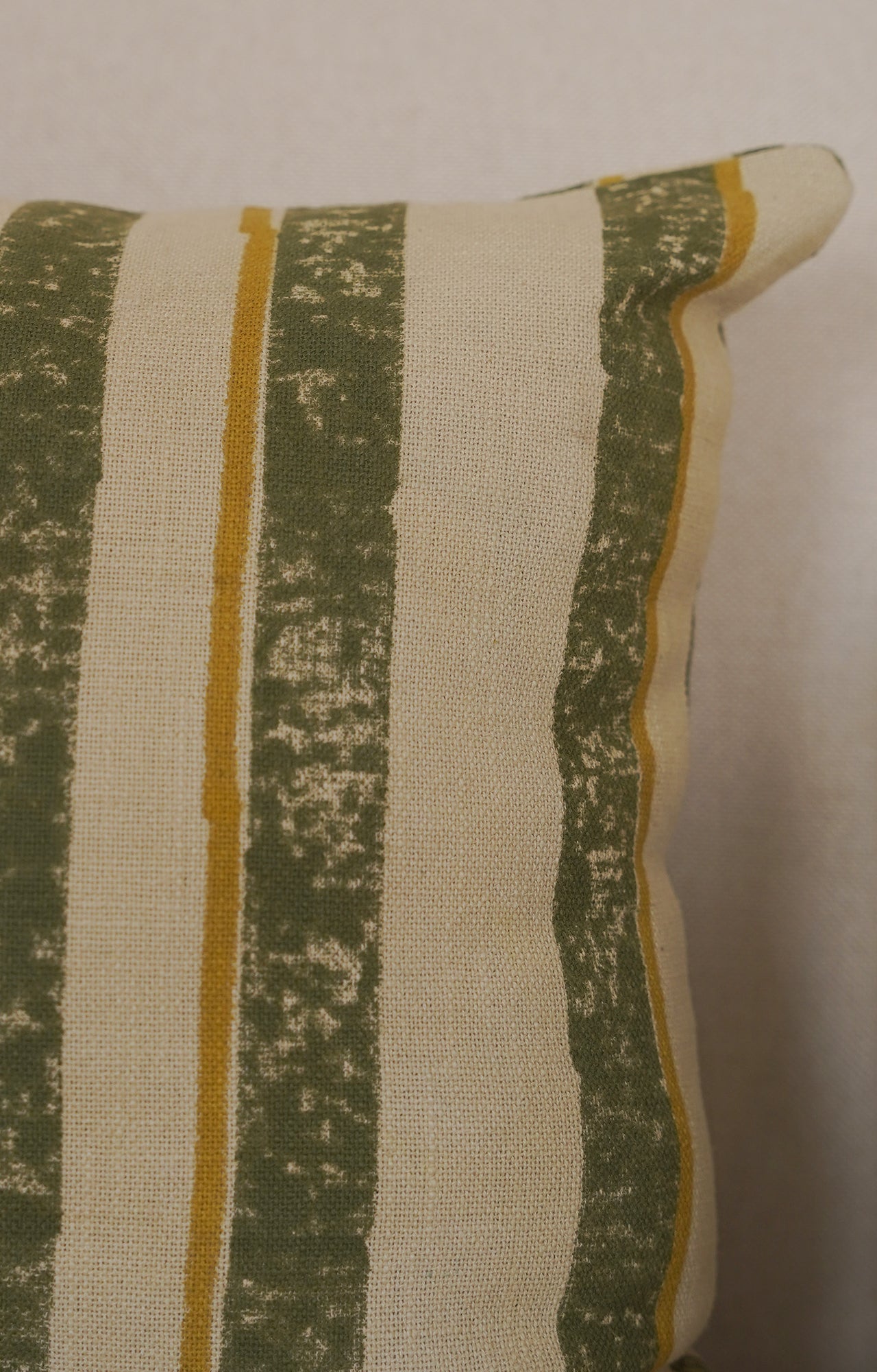 Sage Stripe Quilted Cotton Cushion Cover