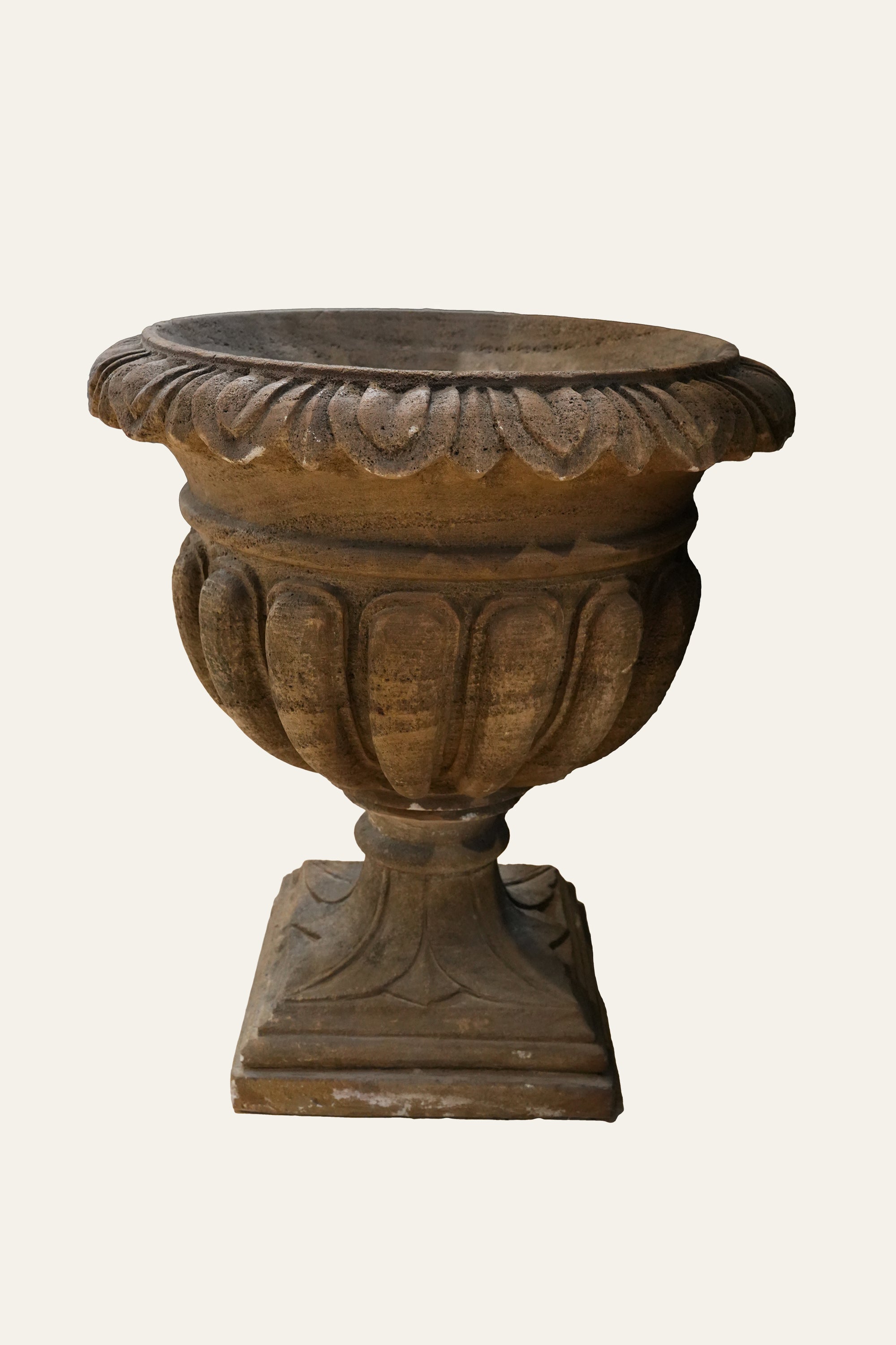 Fluted Urn Planter with Square Pedestal Base