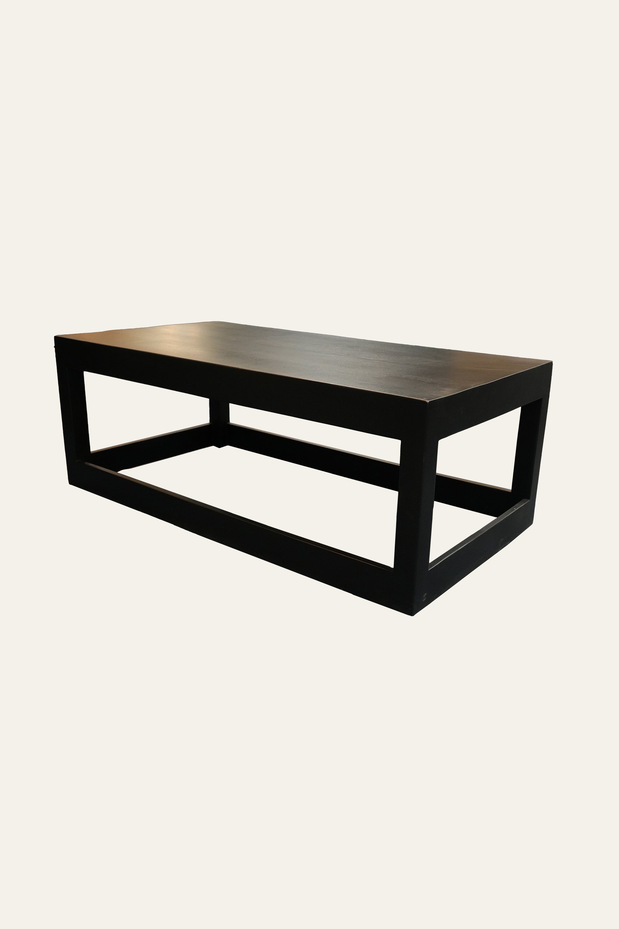 Modern Rectangular Black Box Frame Wooden Coffee Table