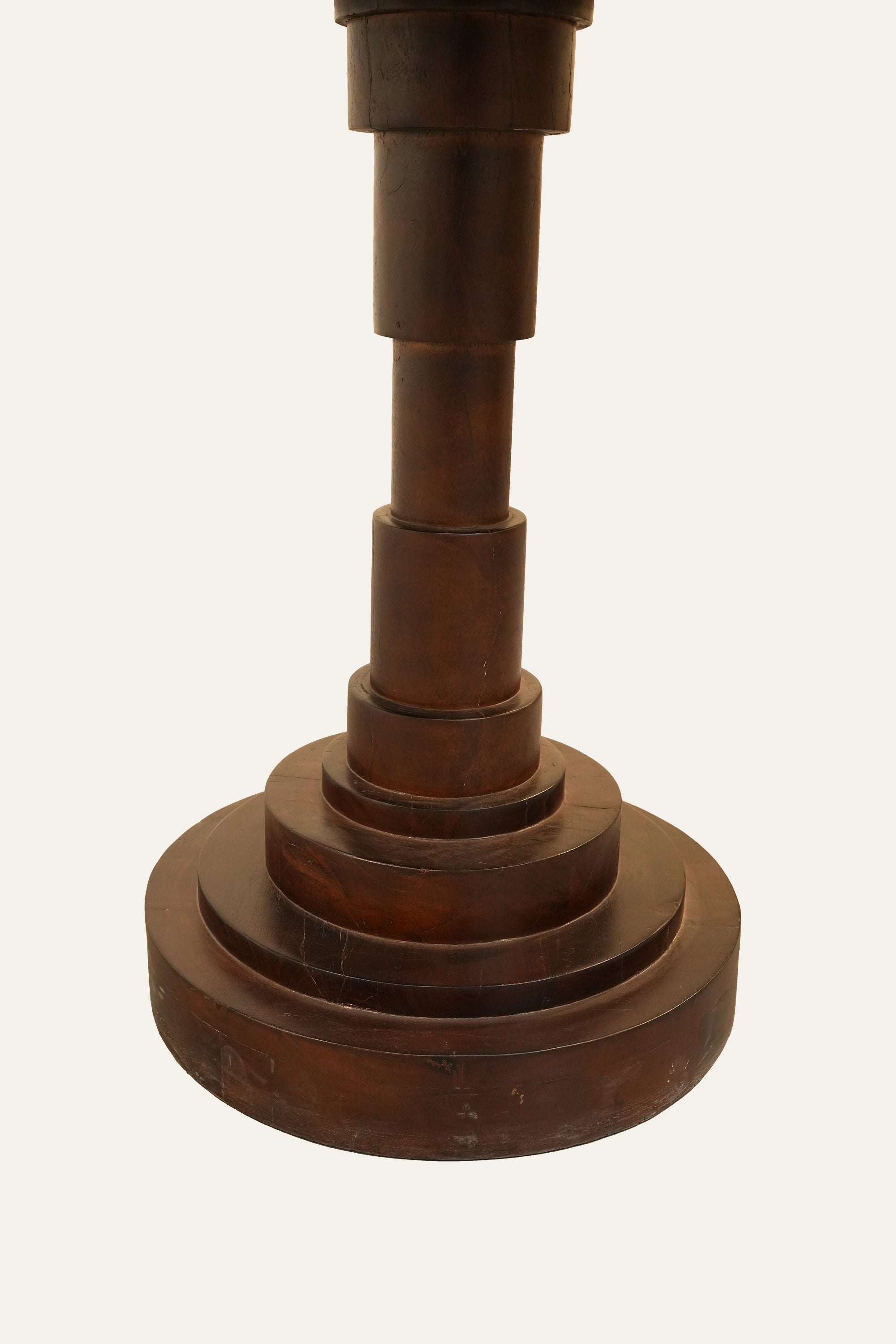 Round Solid Wood Pedestal Table with Tiered Base