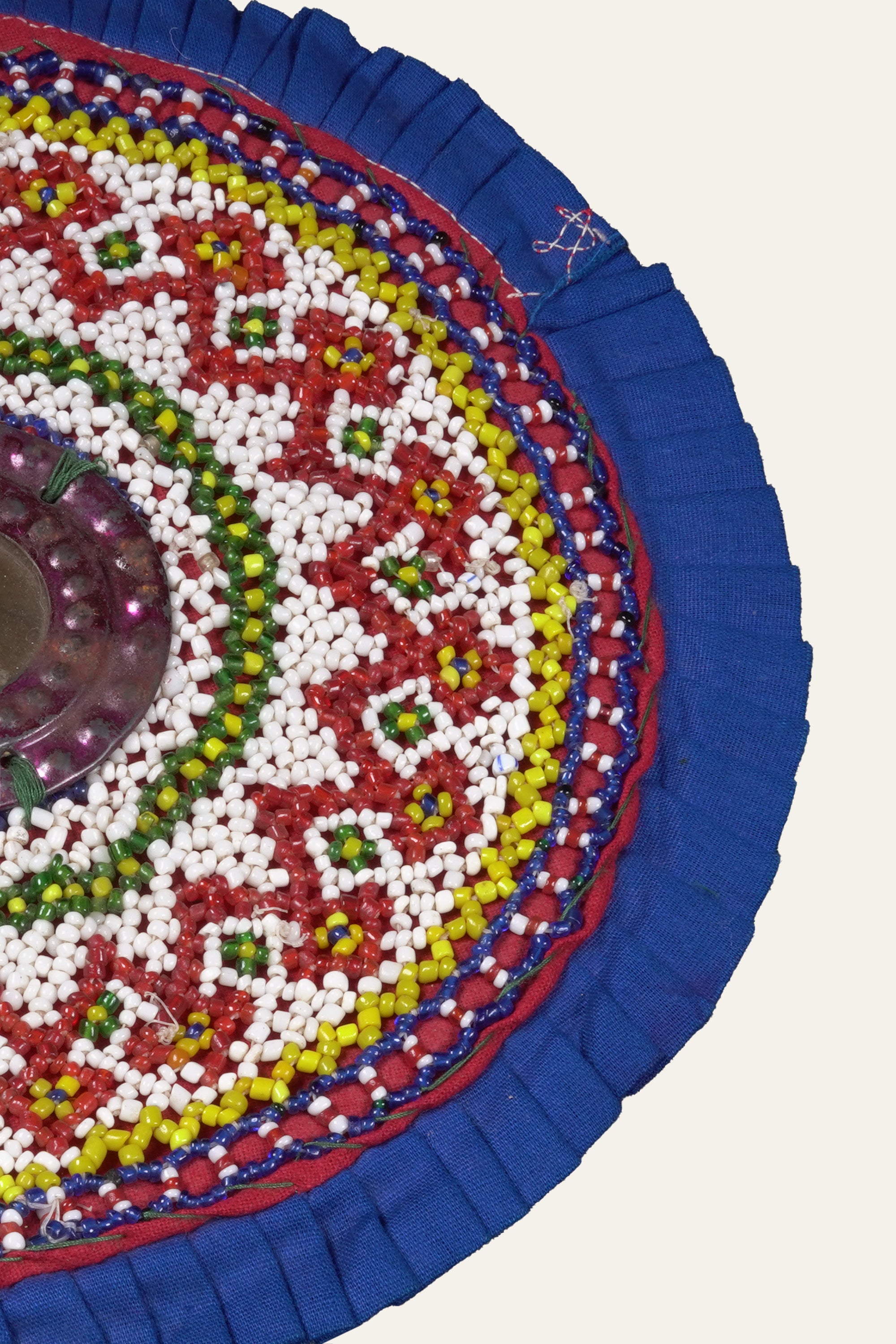 Antique Blue Border Gujarati Pearl Bead Wall Art