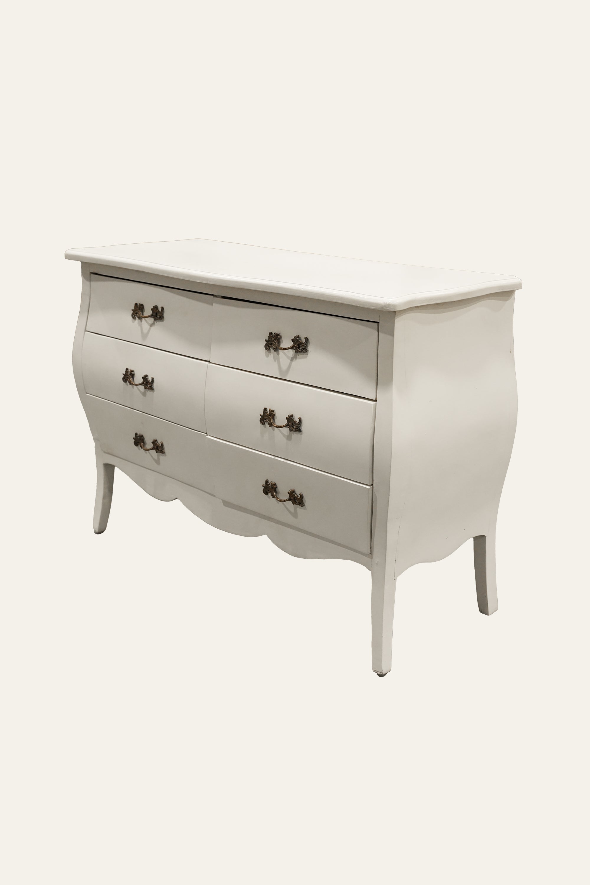 White Bombe 6-Drawer Chest of Drawers with Curved Fronts