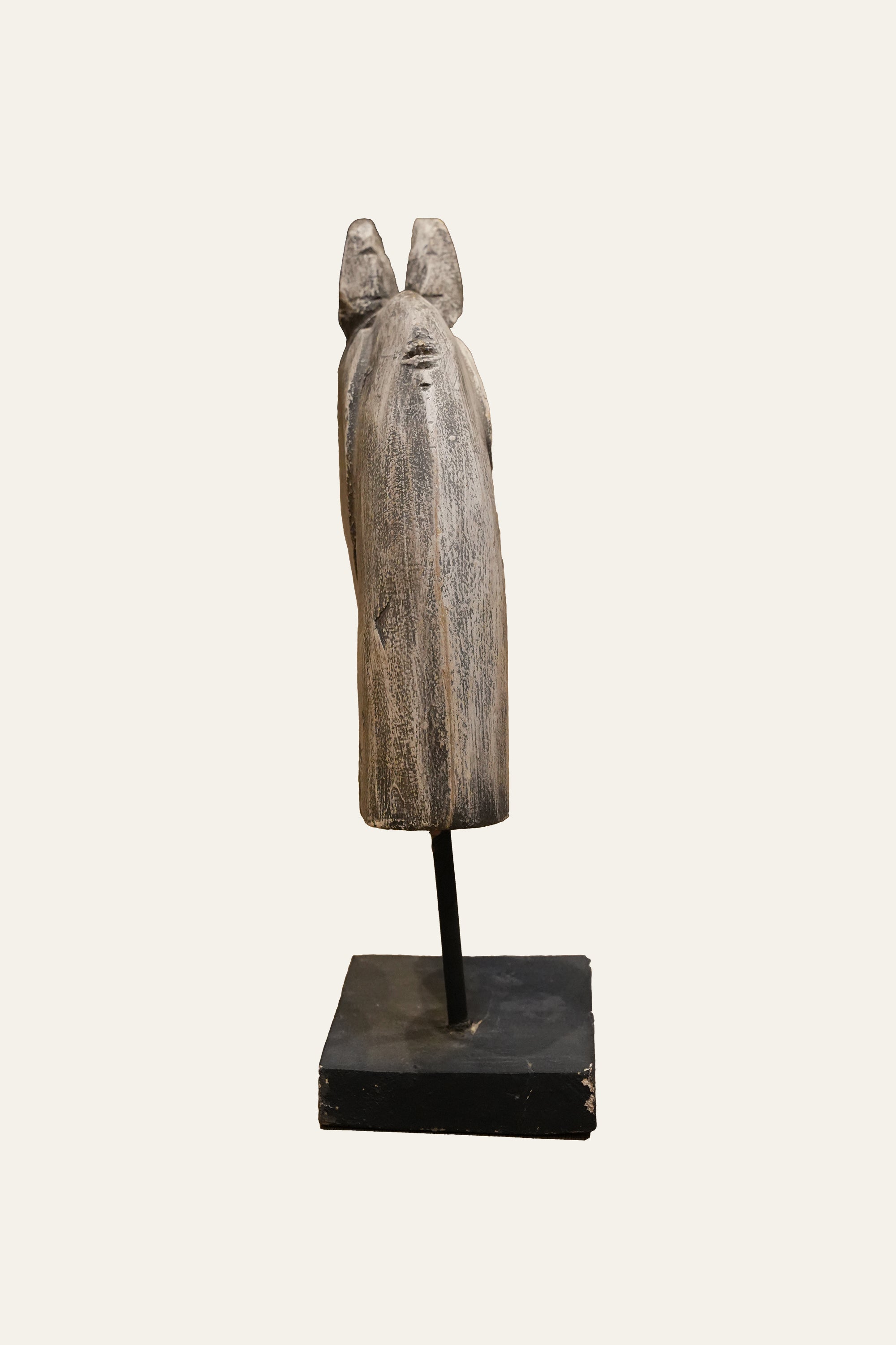 Carved Wooden Horse Head Sculpture on Stand