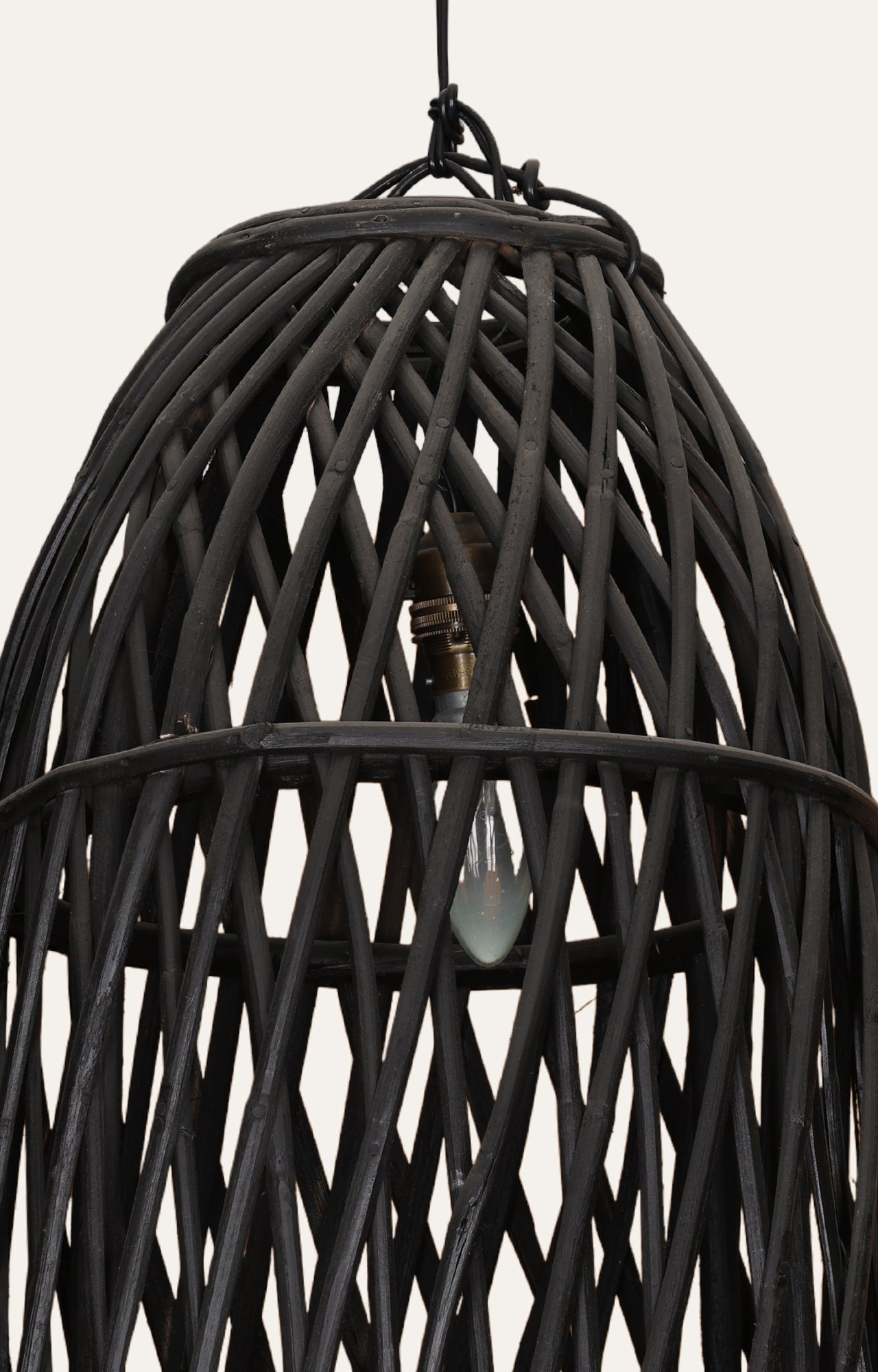 Black Fish-Trap Wood Pendant Light