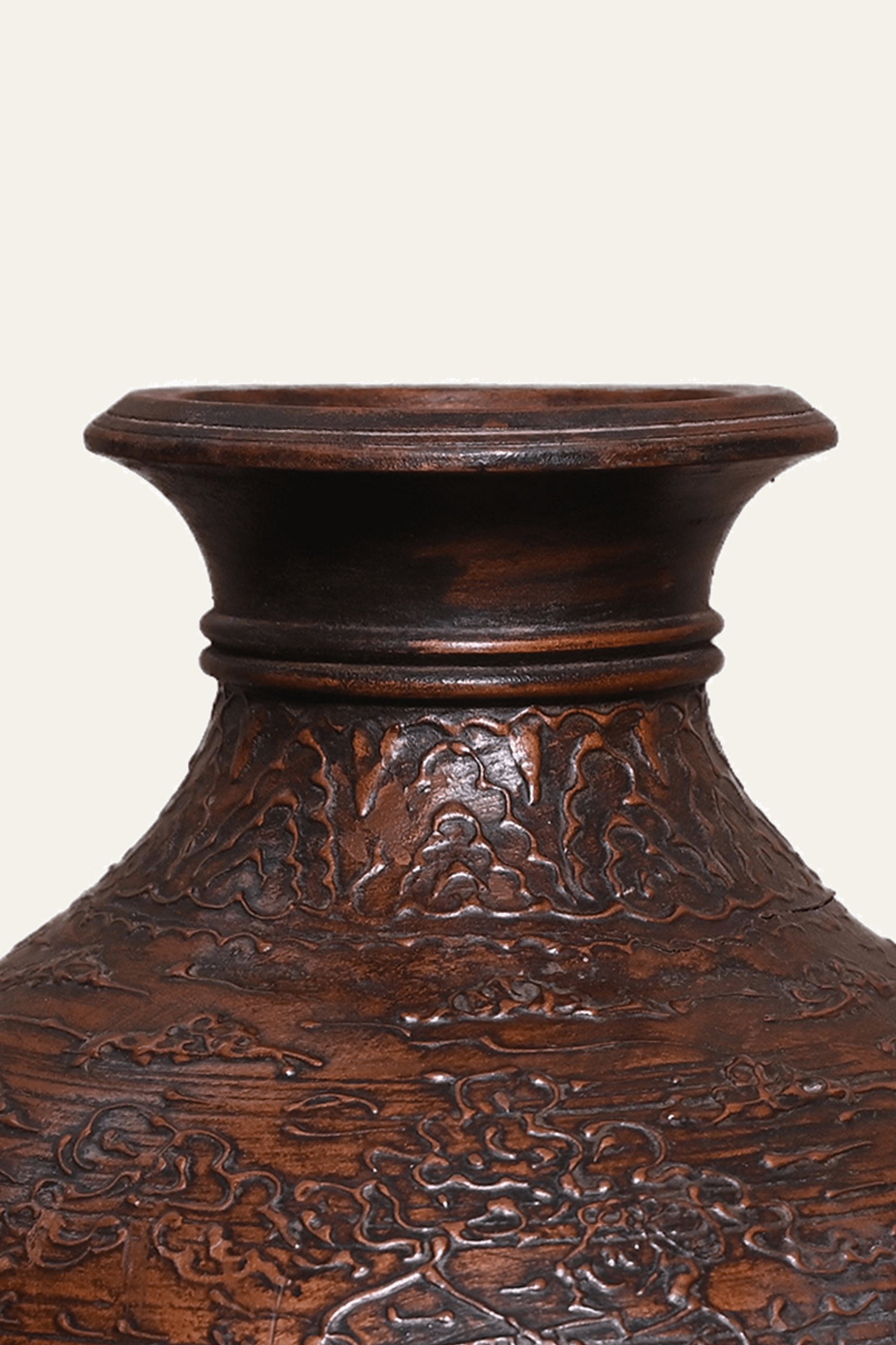 Indian Heritage Carved Wooden Pot