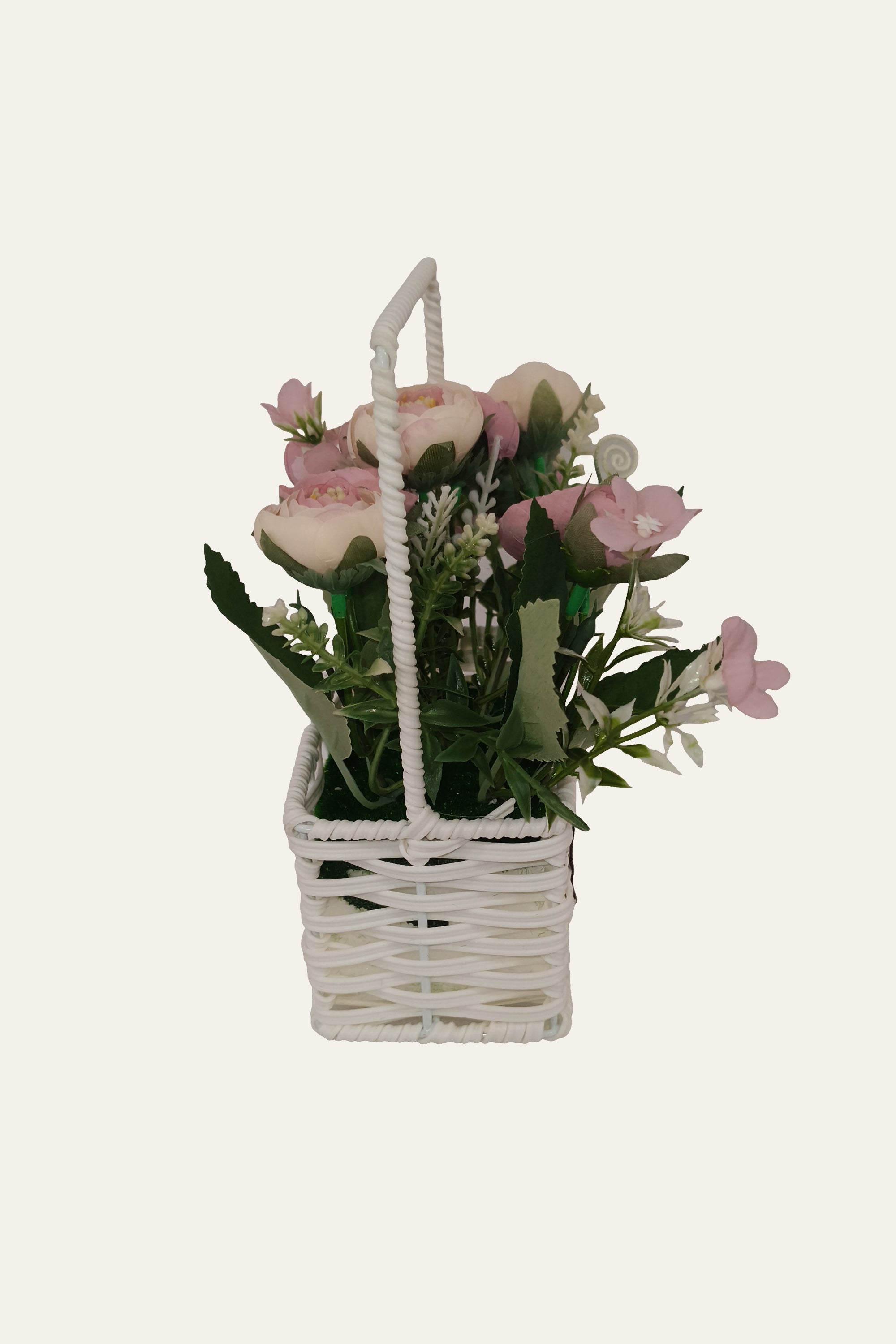 Soft Pink Rose Mini Flower Basket