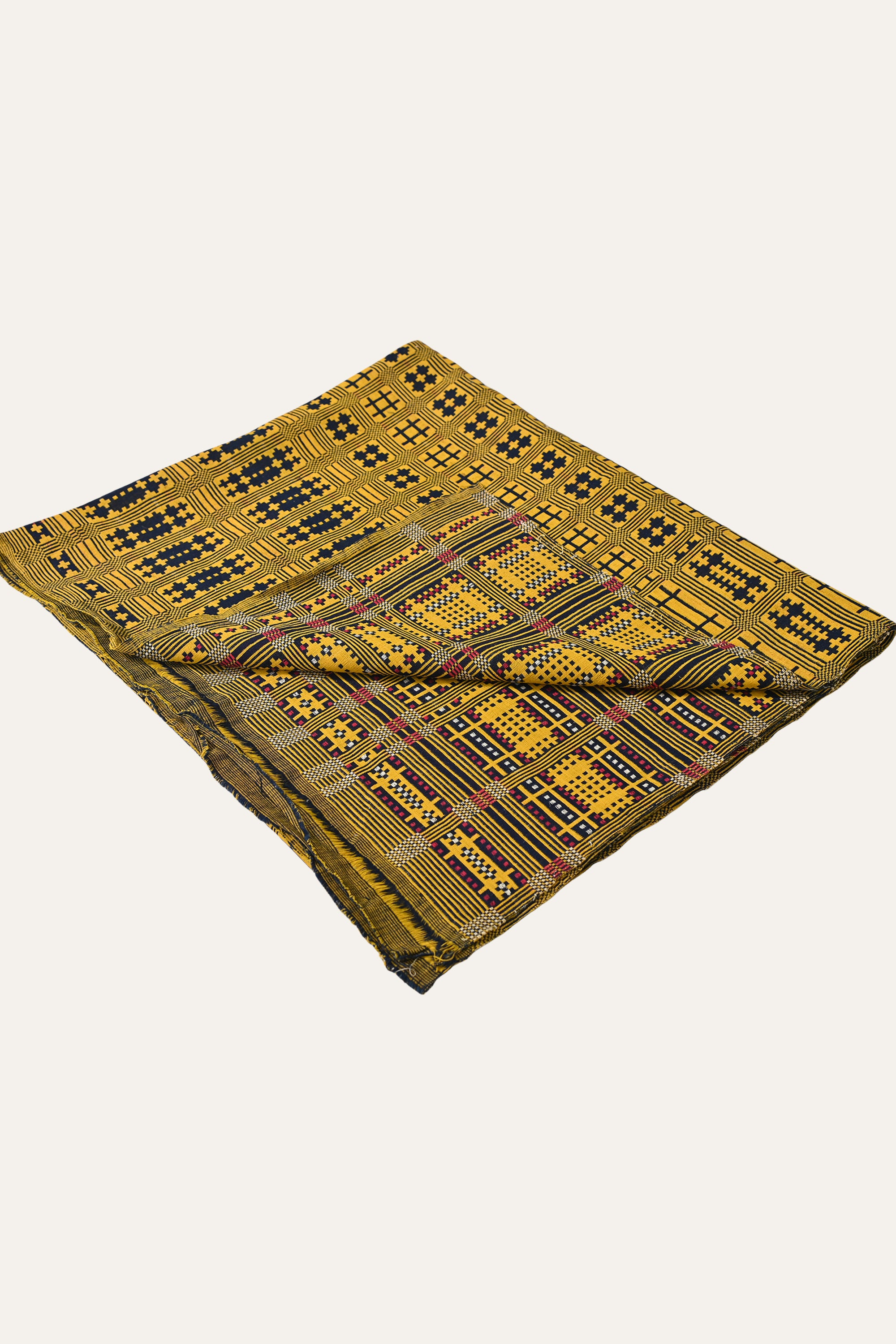 Mustard Brown Geometric Motif Reversible Cotton Khes Wall Textile Panel