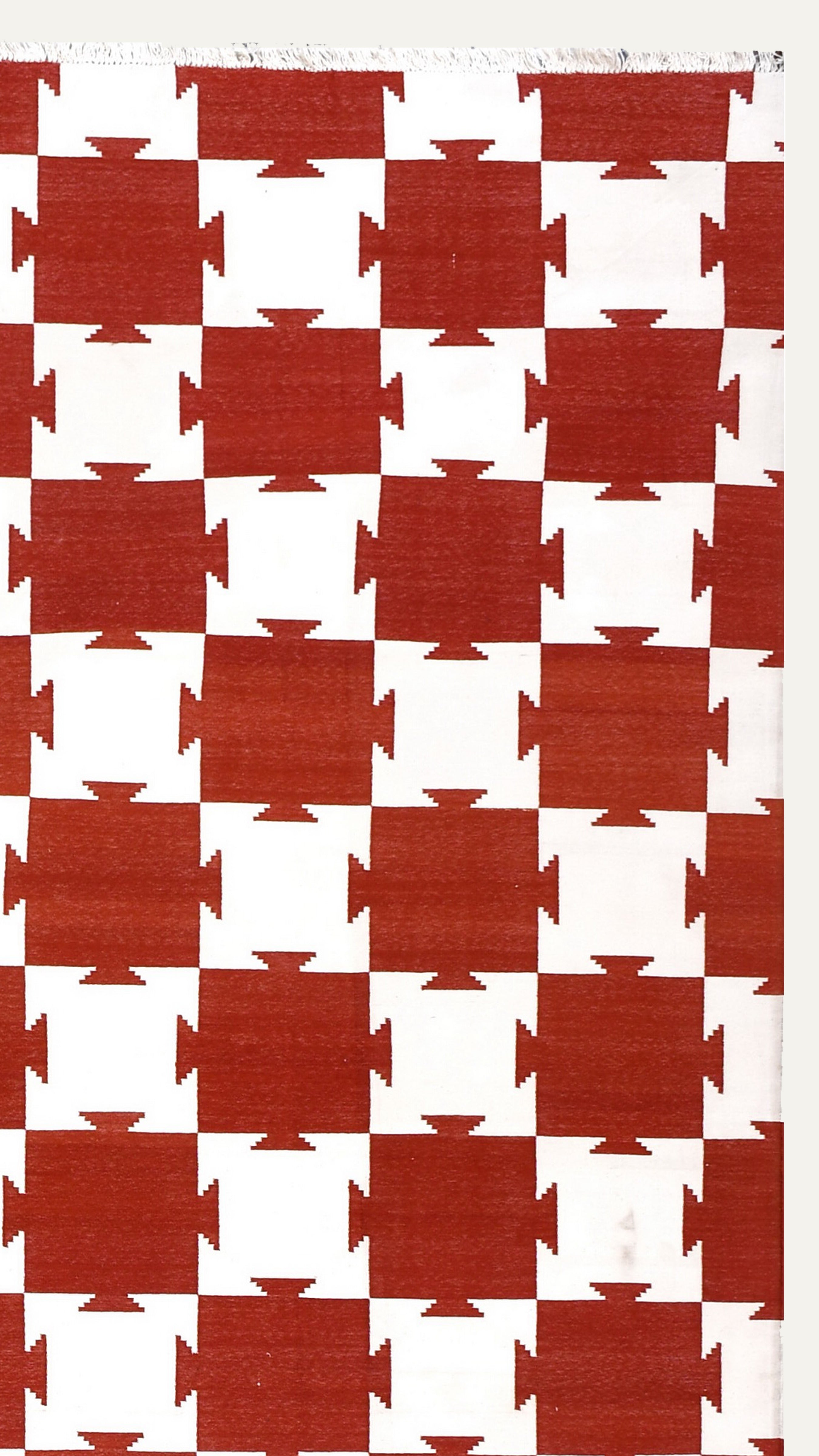 9.5 x 12 Ft Handwoven Flatweave Geometric Pattern Cotton Rug