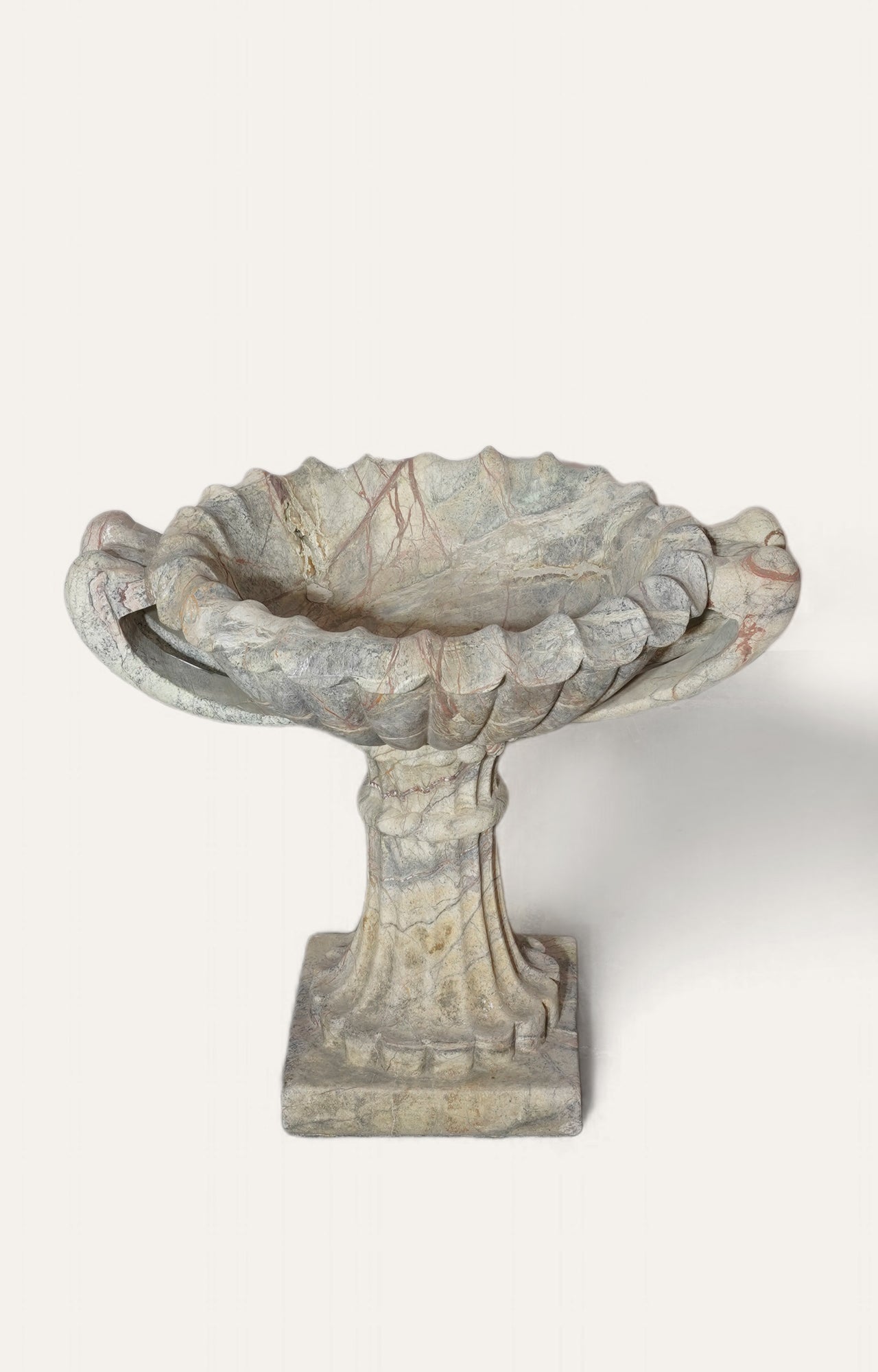 Classic Marble Urn Planter with Intricate Leaf Motif