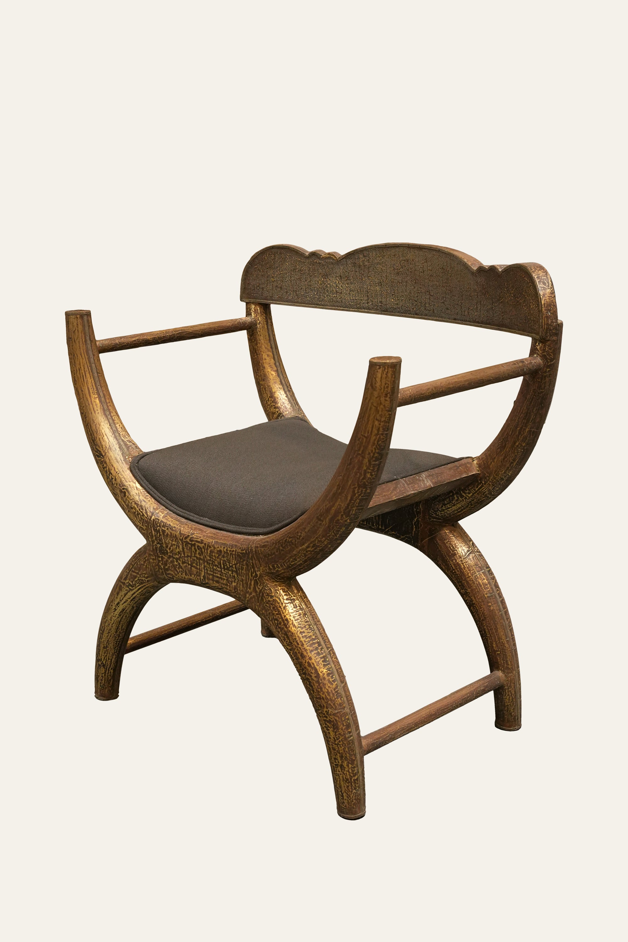 Curved Wooden Accent Armchair