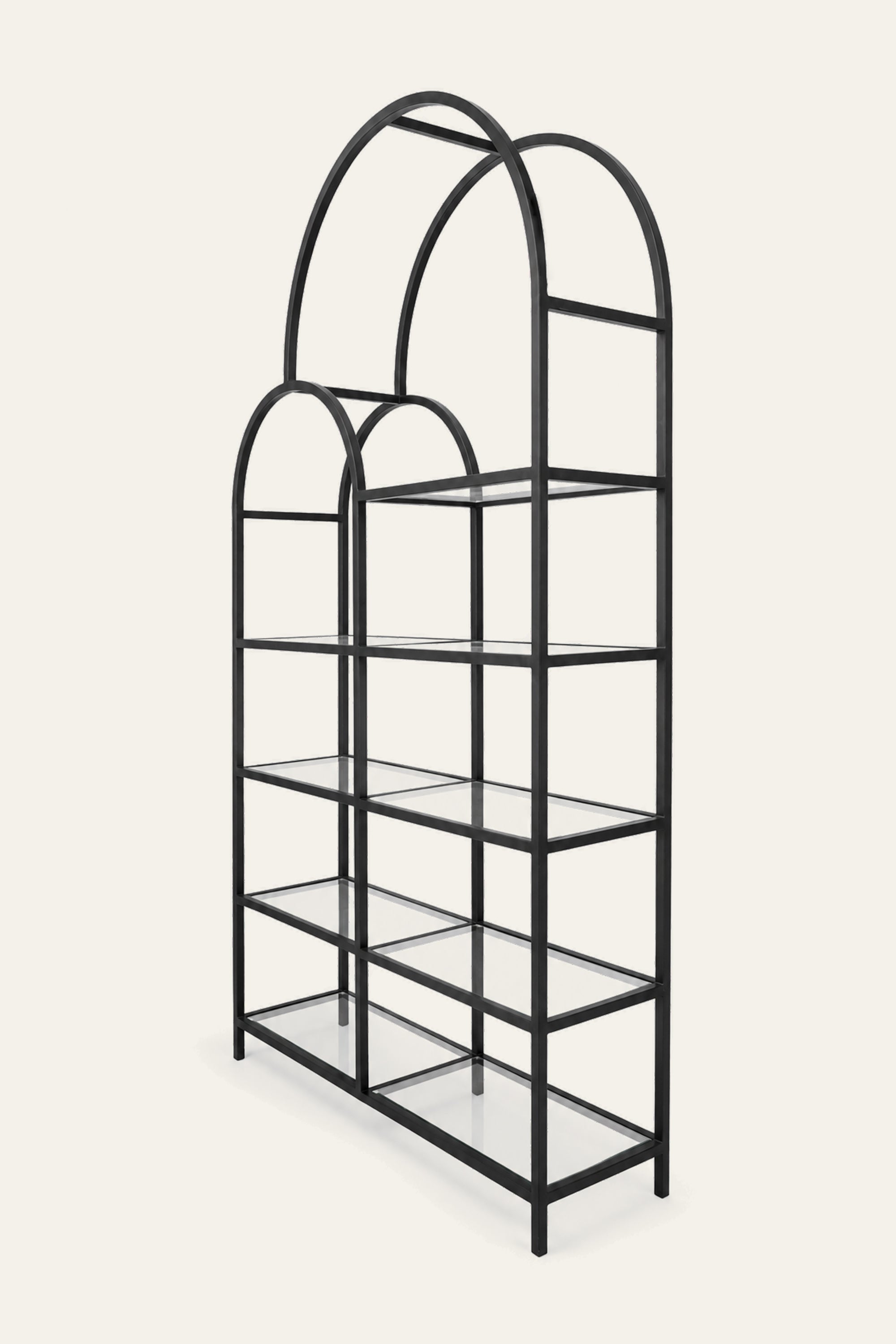 Black Arched Metal Shelf for Living Room with Display Rack