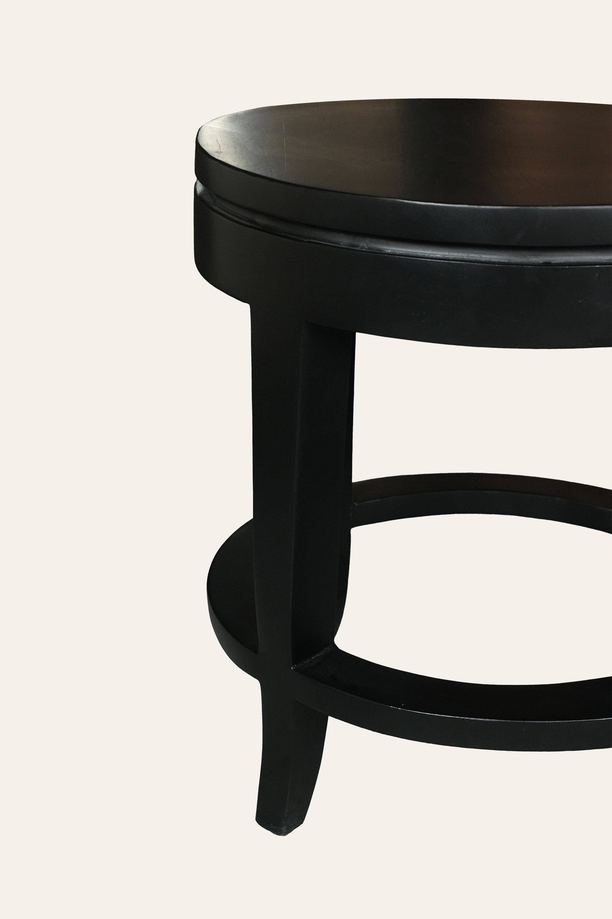 Black Round Side Table with Circular Ring Base