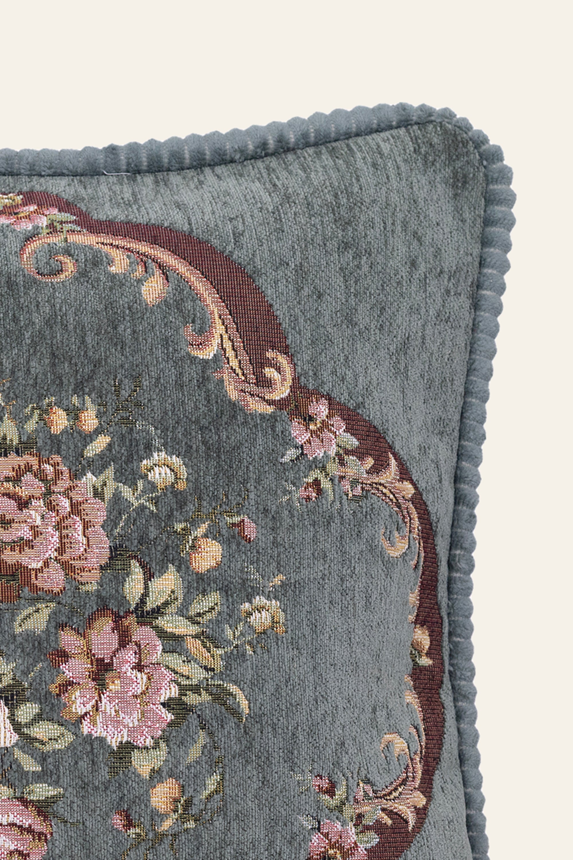 Teal Blue Embroidered Cushion