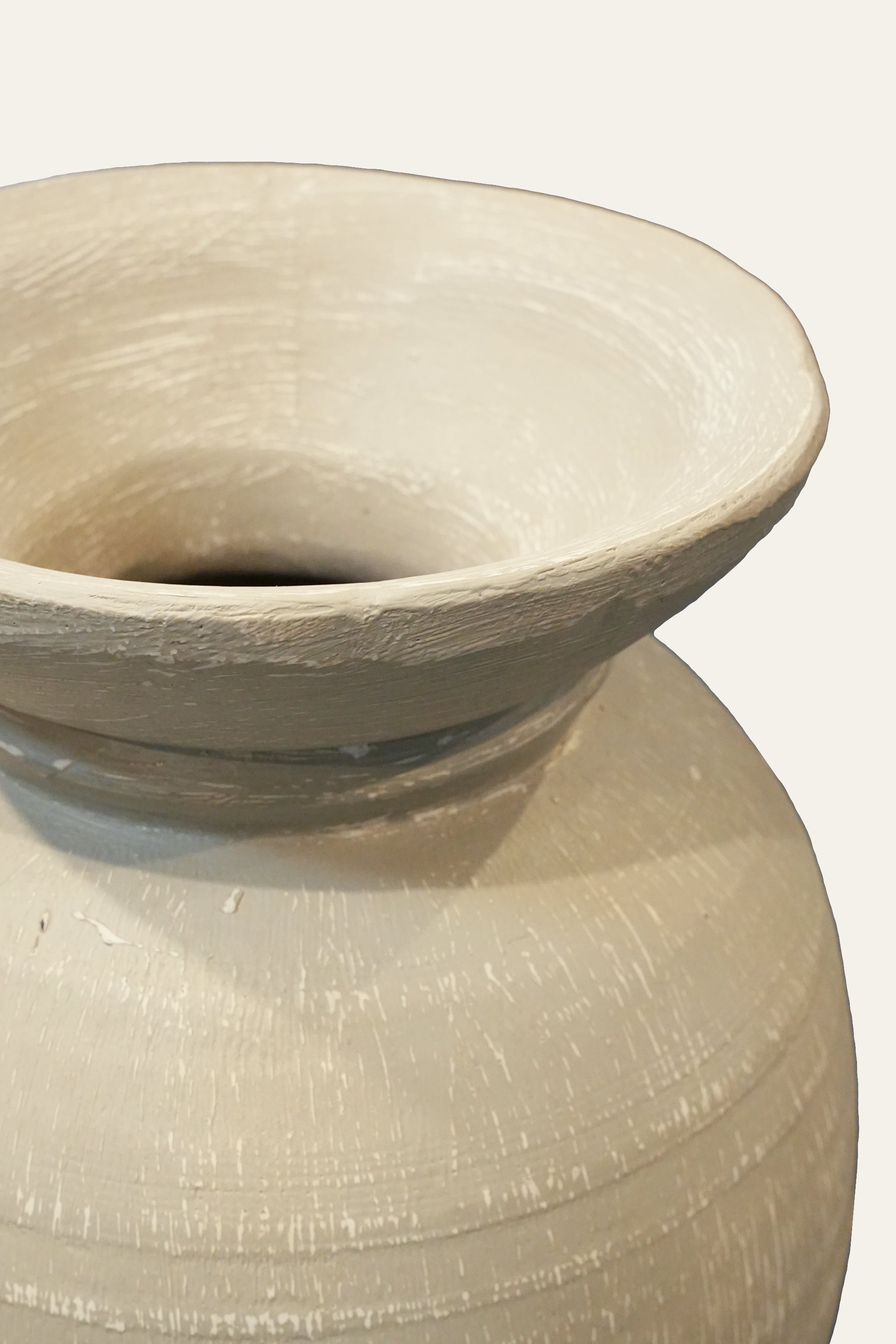 Light Brown Wooden Pot with Flared Rim
