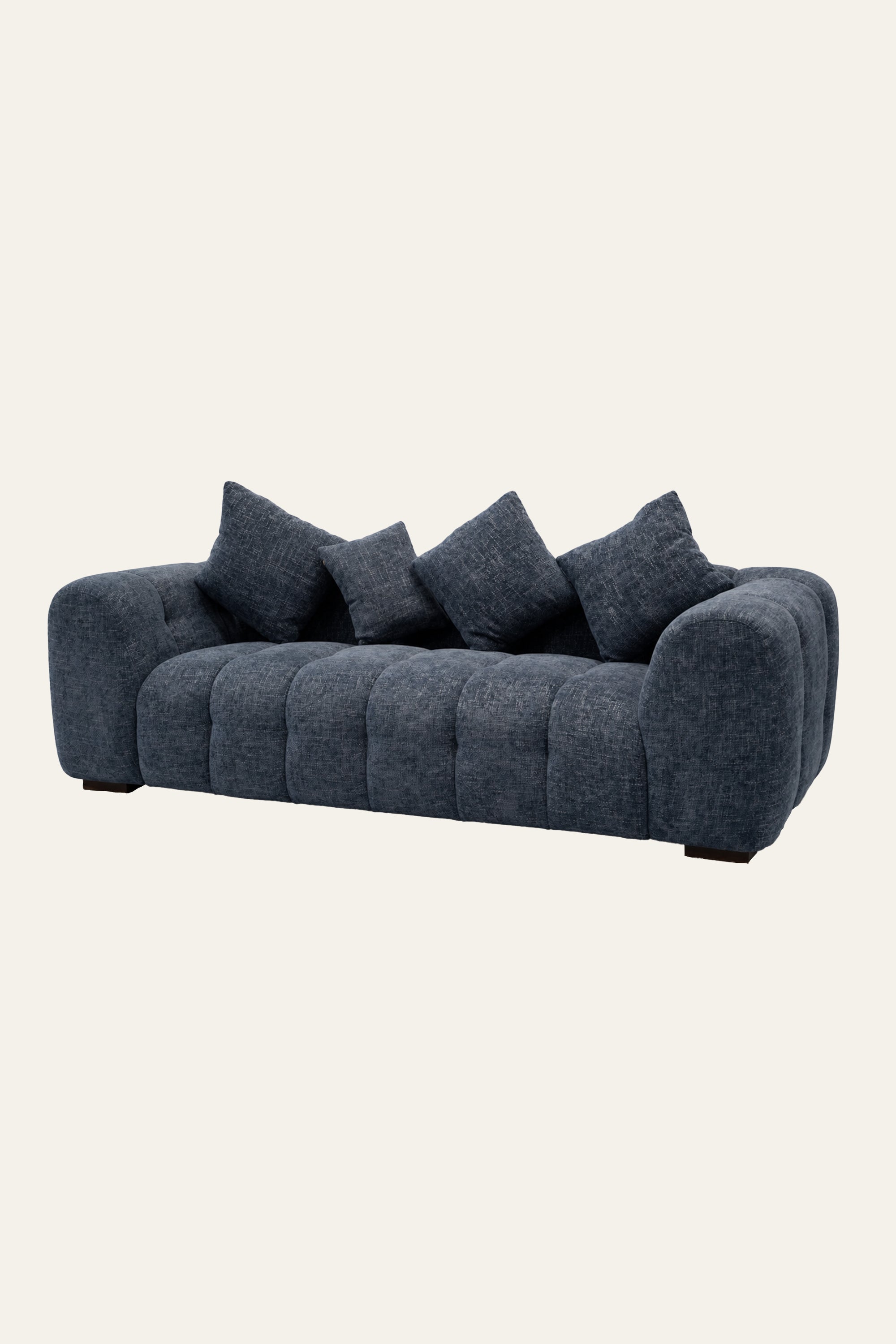 Midnight Blue Grid Tufted  3-Seater Sofa