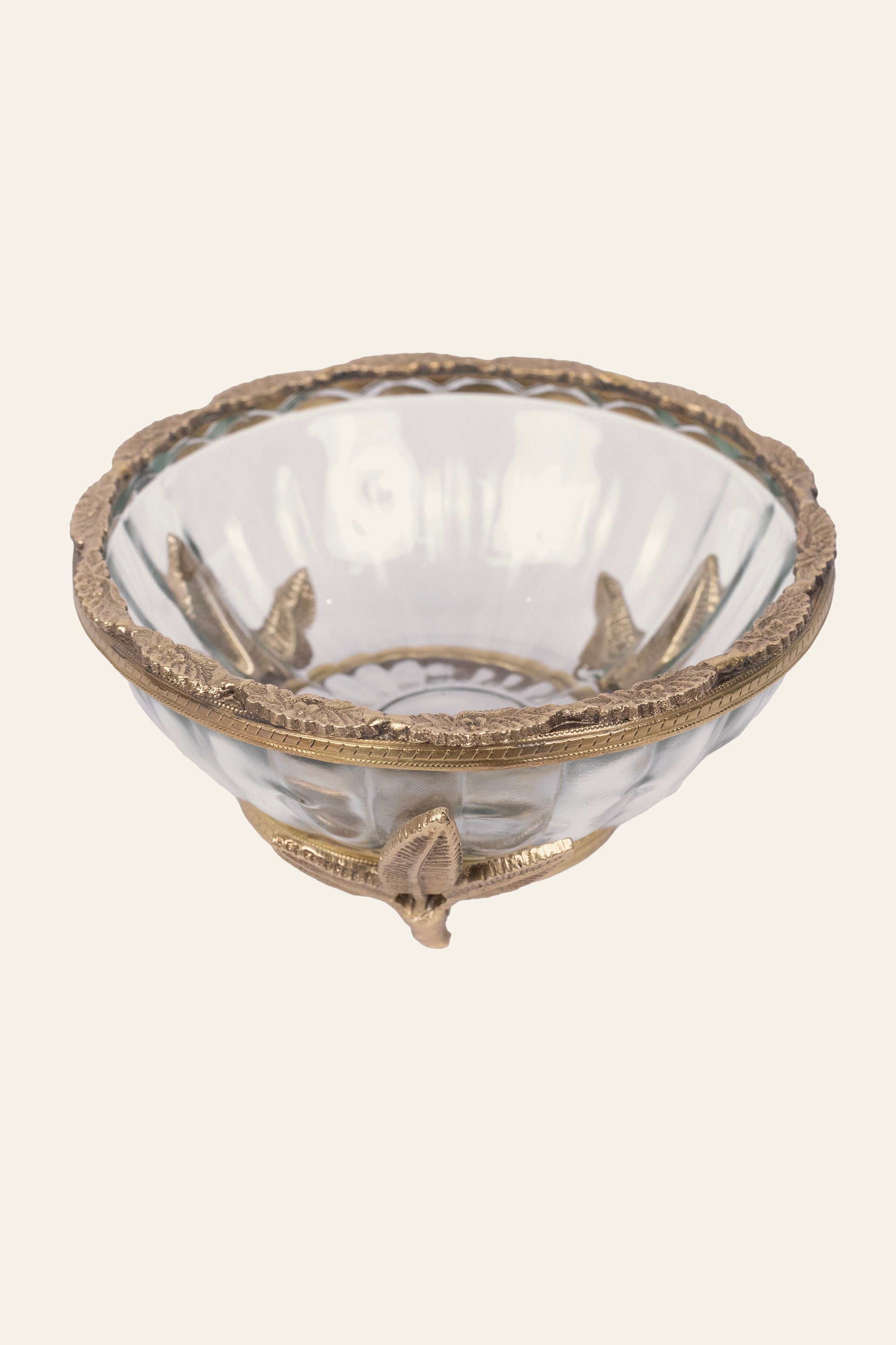 Ornate Brass & Glass Bowl for Luxury Table Decor