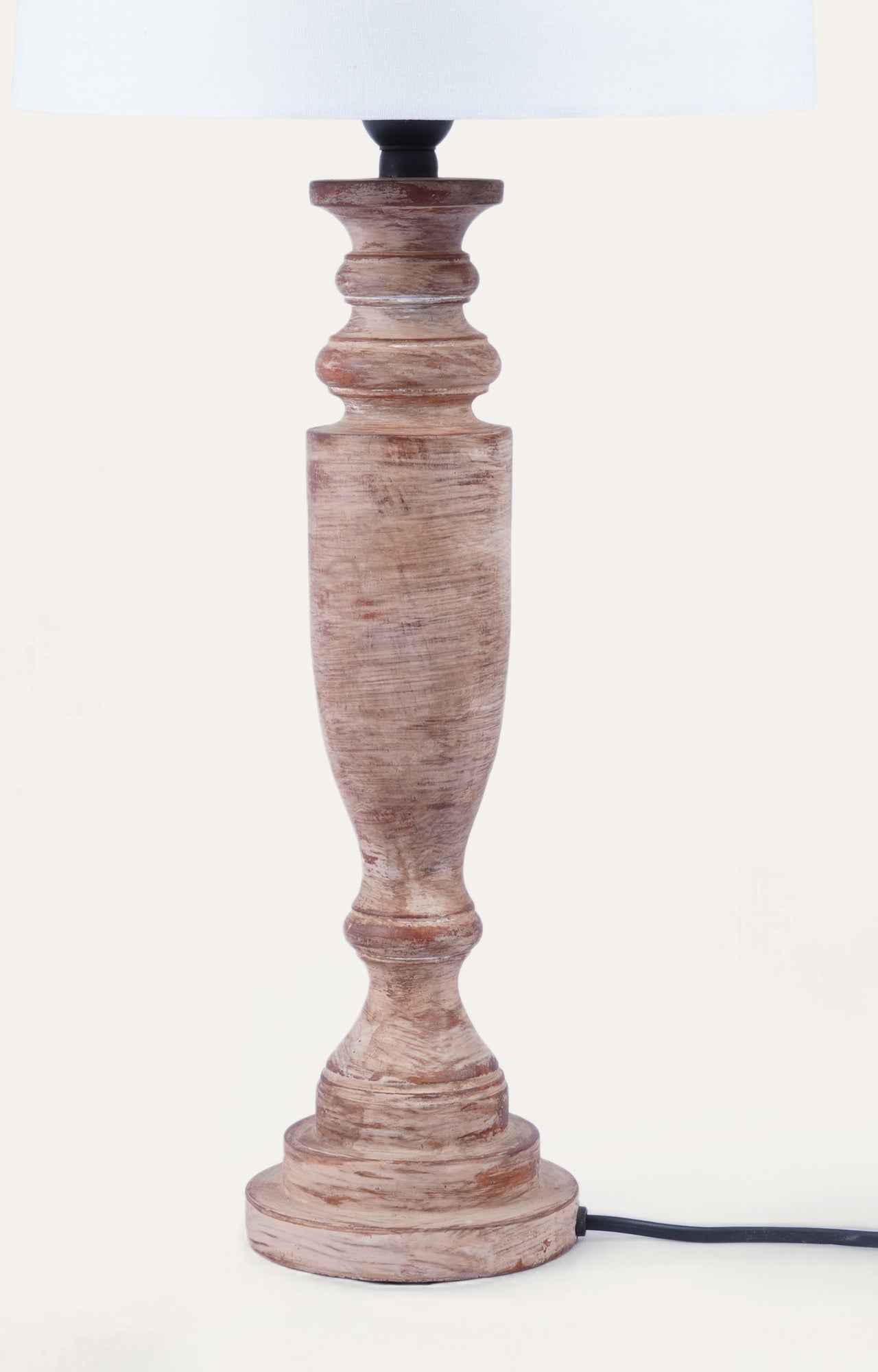 Pillar table lamp in wood