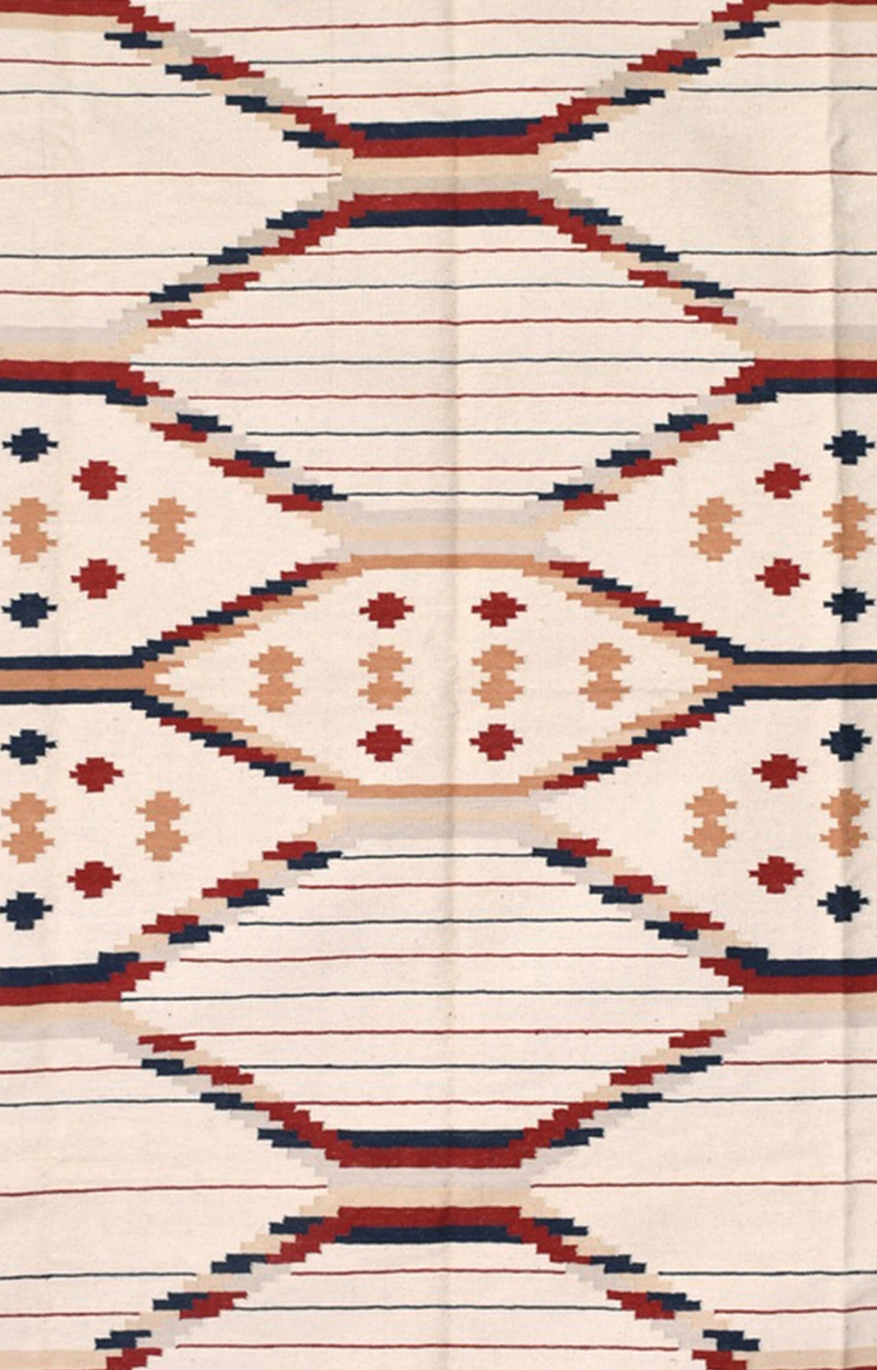 Striped Diamond Ivory Flatweave Rug