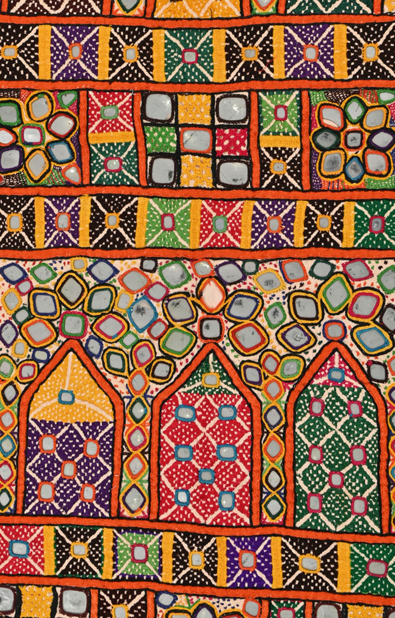 Multicolor Handcrafted Cotton Textile Kutch Embroidery Wall Tapestry