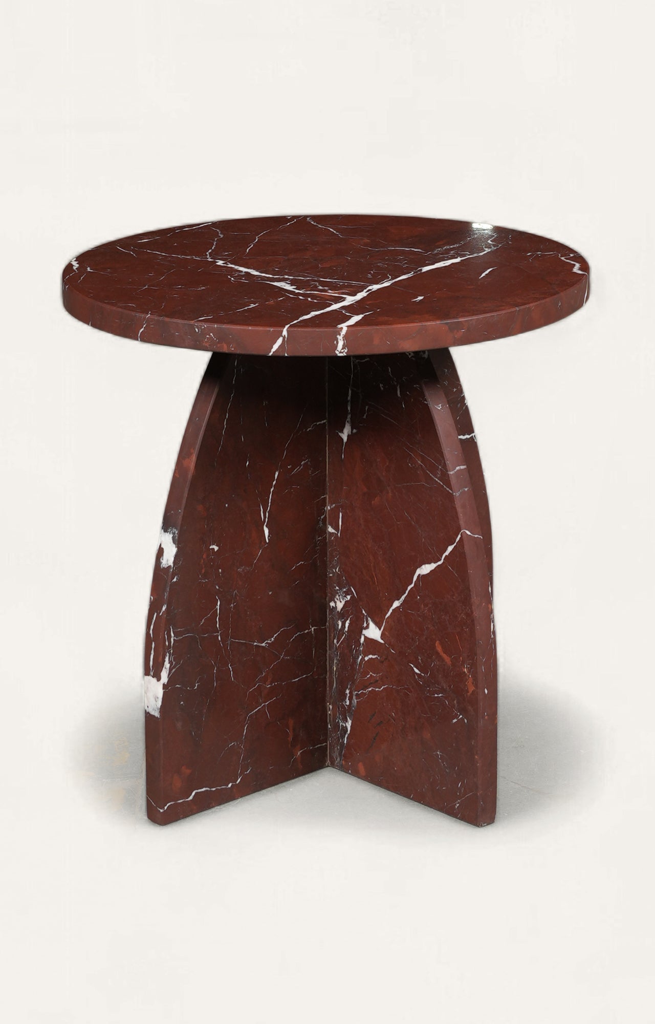Sculptural Red Marble Accent Table