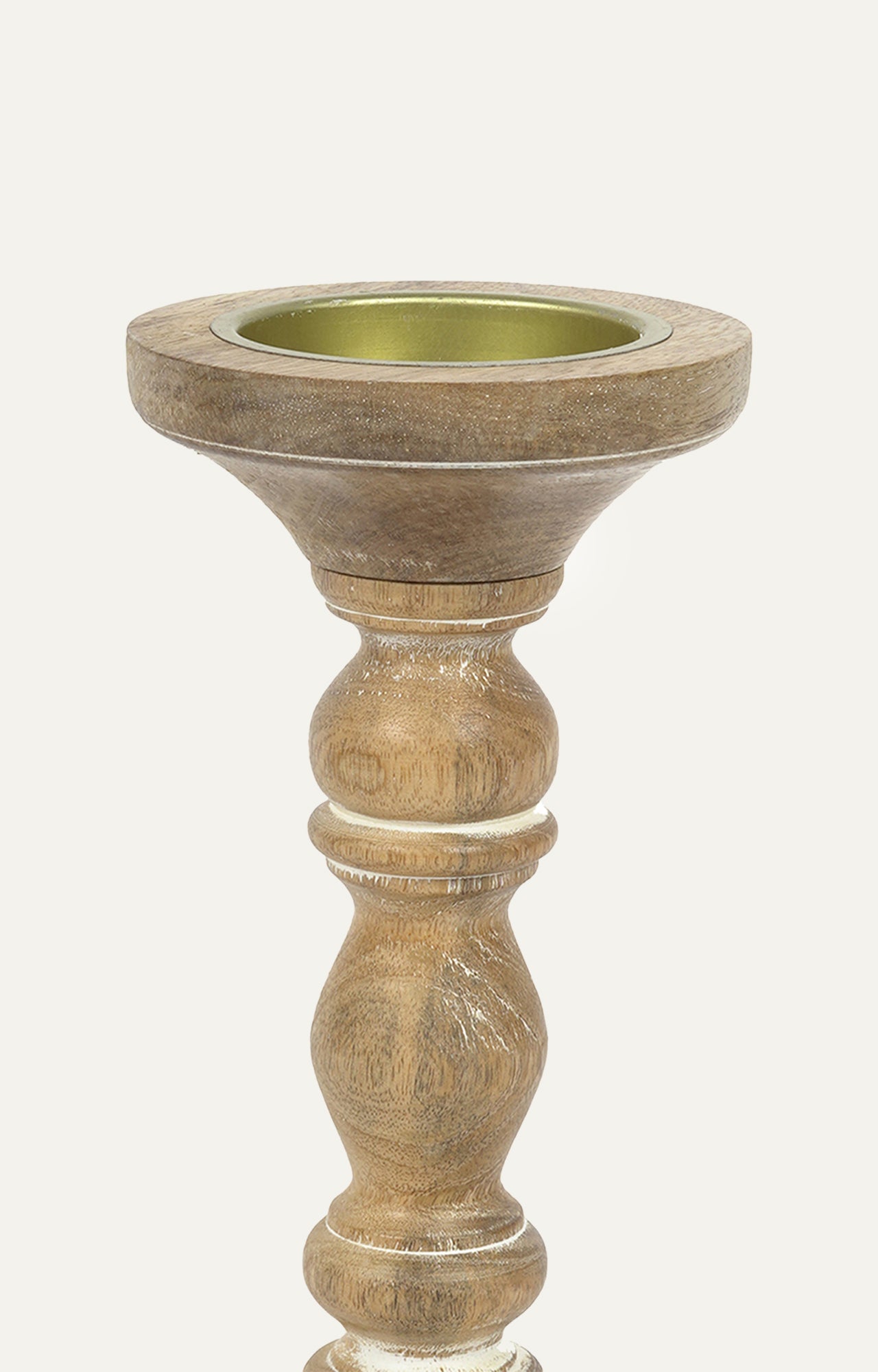 Natural Wood Candle Stand with white details