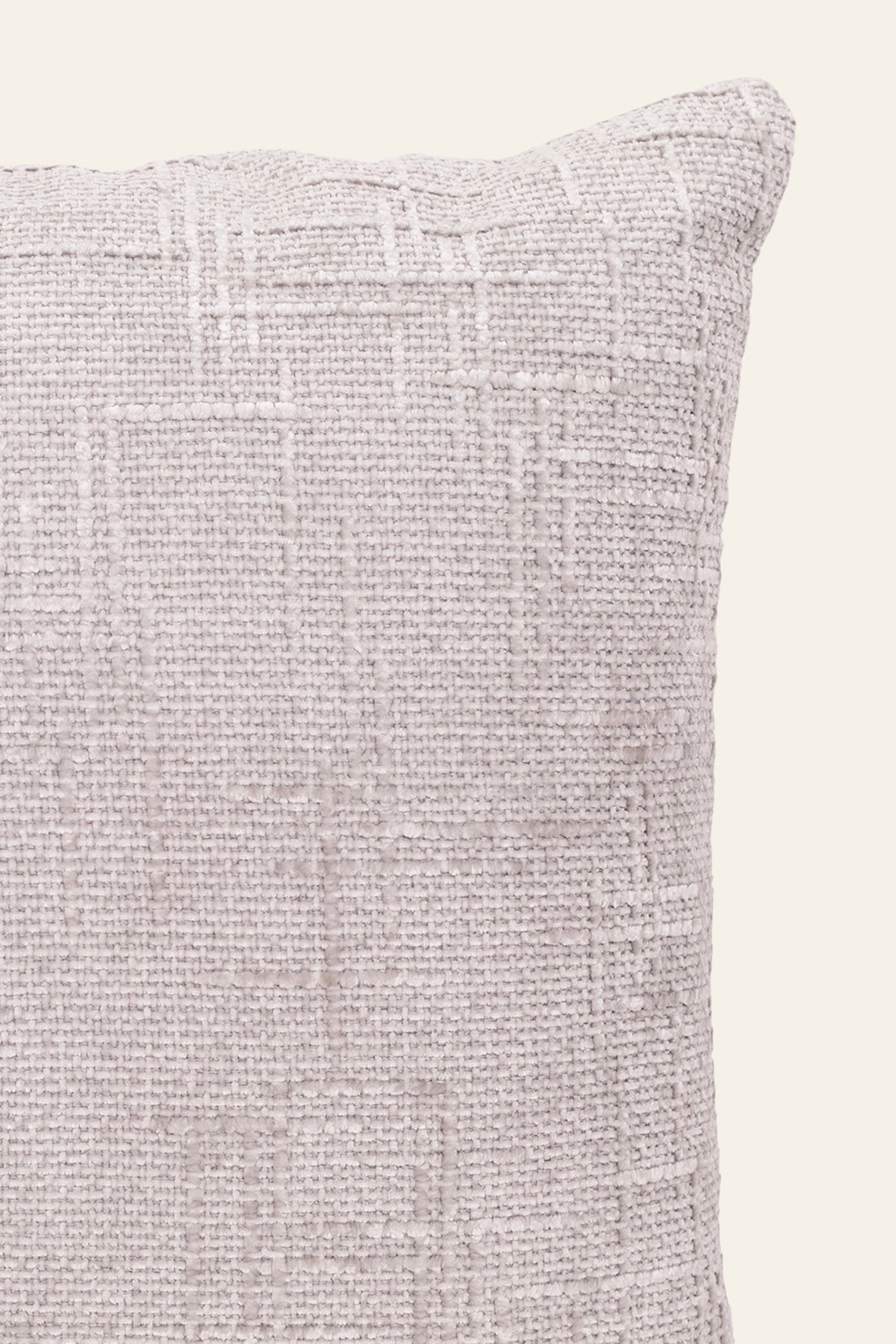 Light Grey Textured Striped Velvet Cushion