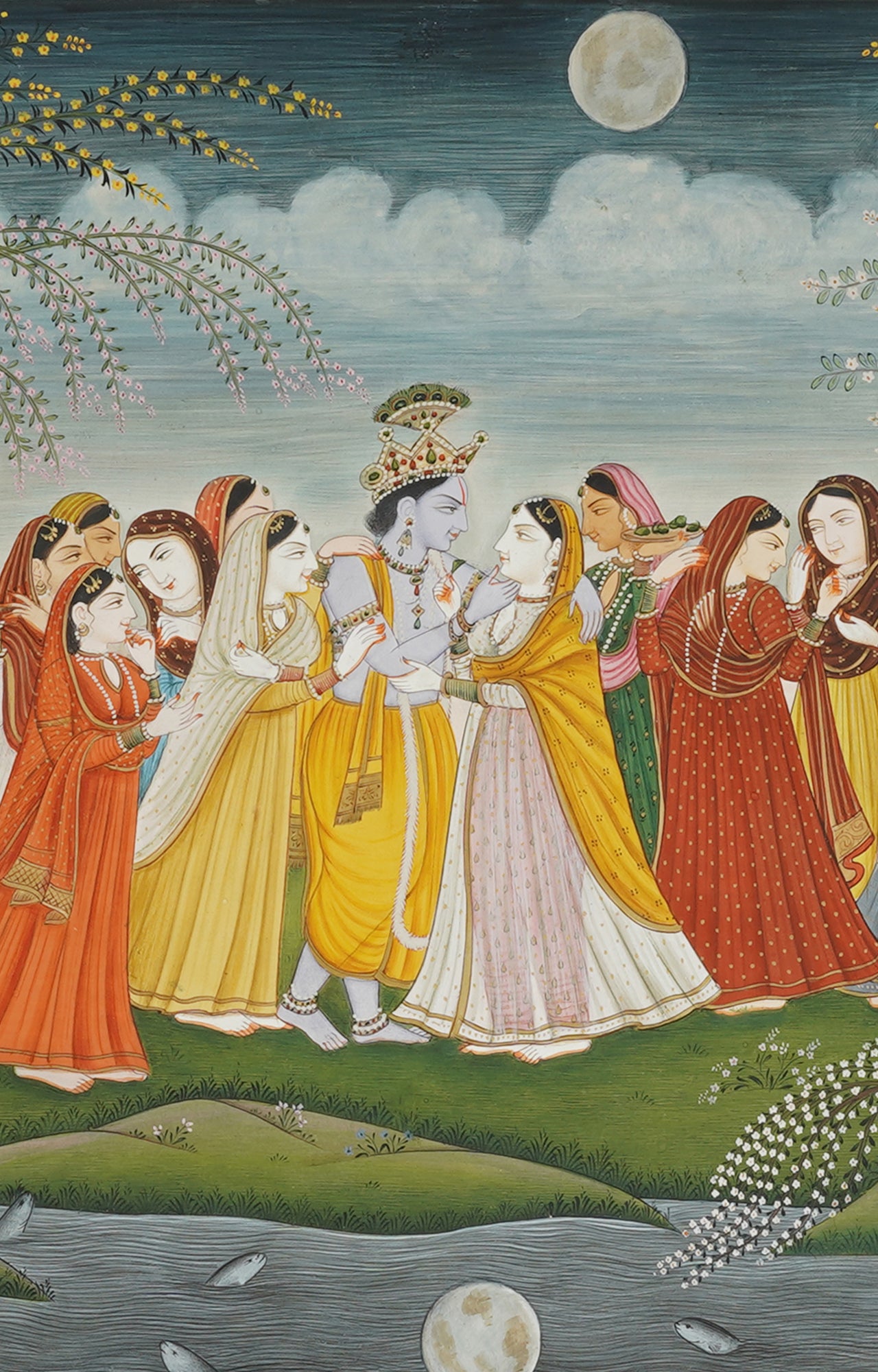 Divine Harmony: Krishna and Radha with Gopis