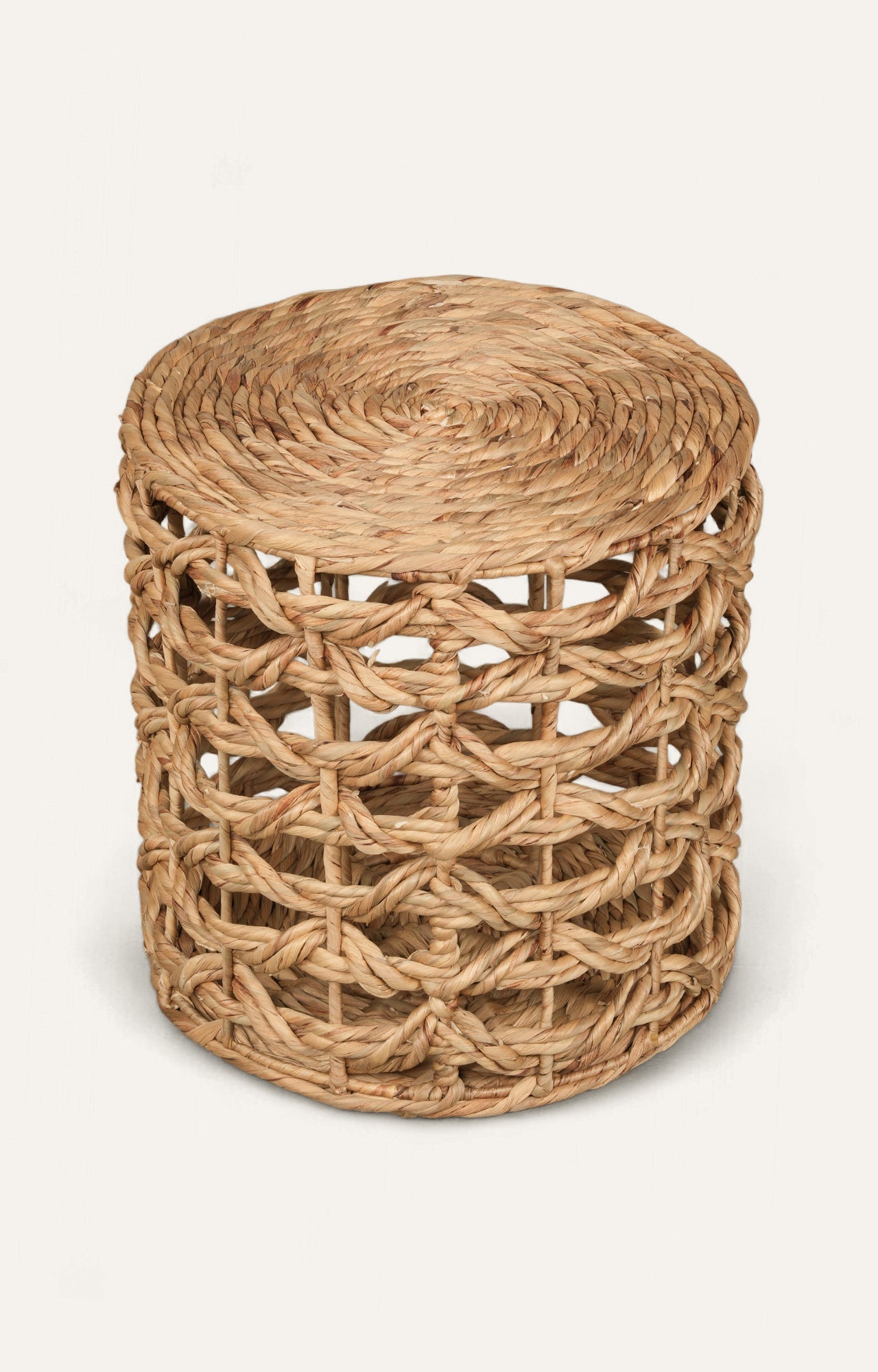 Open Weave Round Natural Fiber Pouf