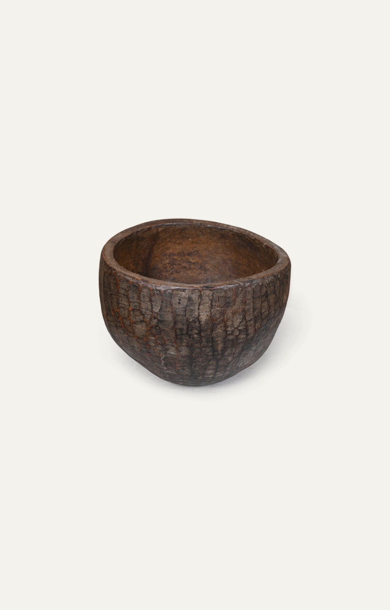 Rustic Wooden Bowl with Tree Bark Detail