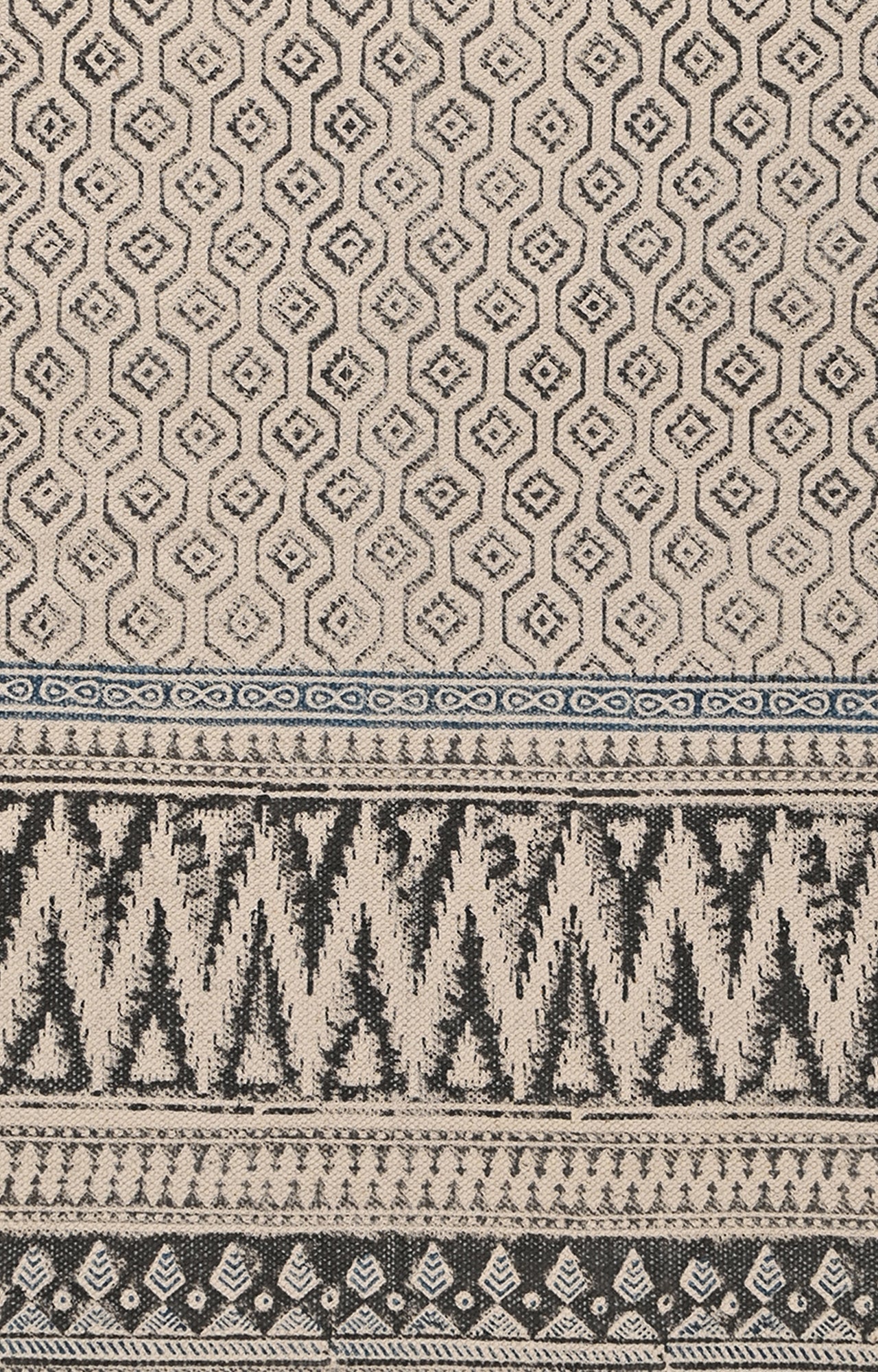 Monochrome Tribal Stripe Cotton Rug