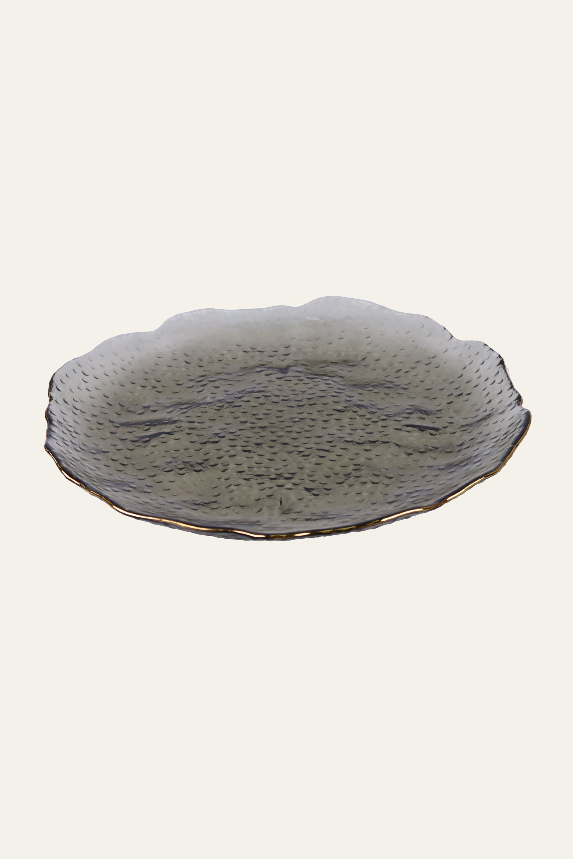 Black Tinted Textured Glass Dinner Plate