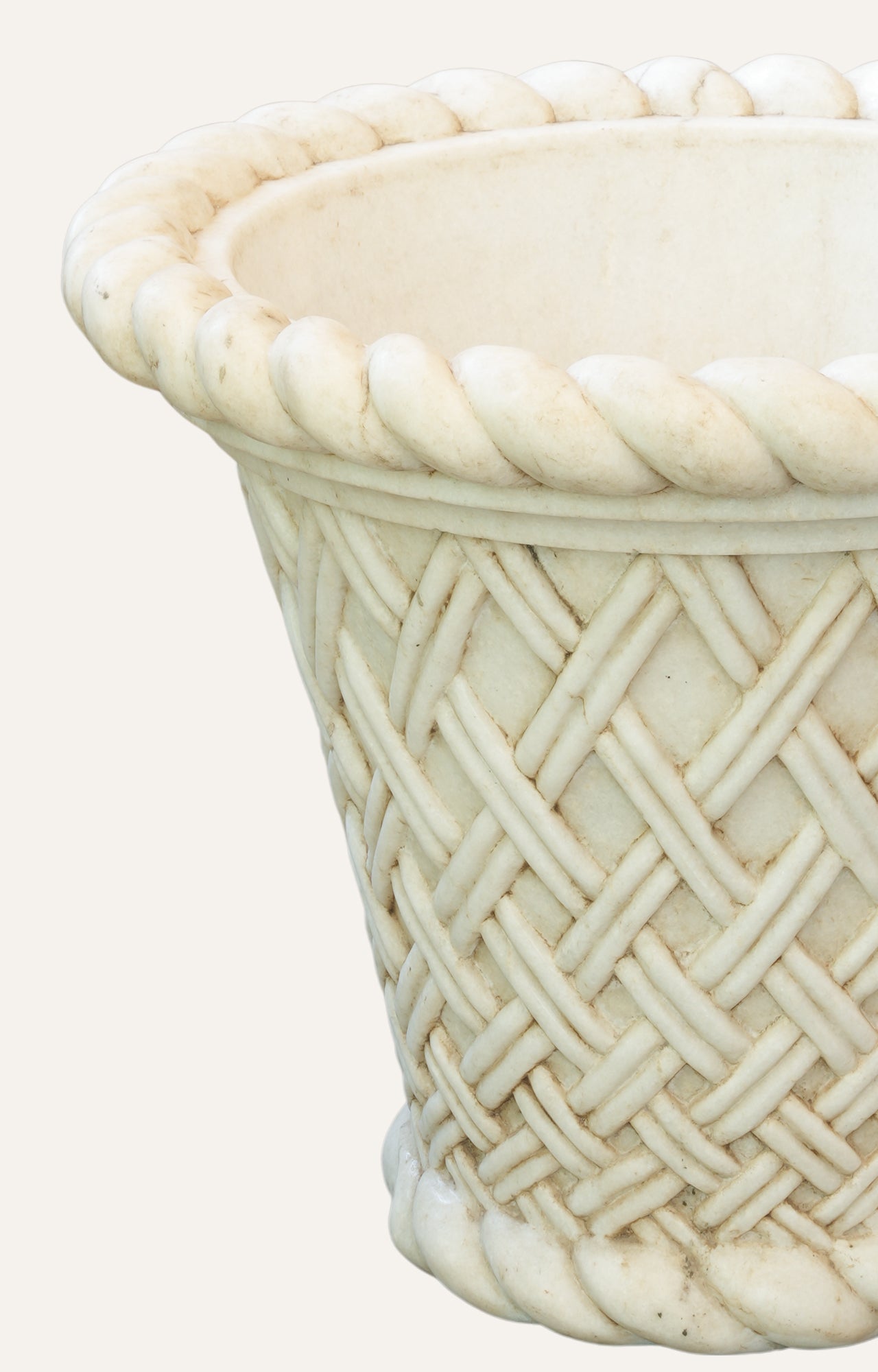 Ivory Woven Marble Planter