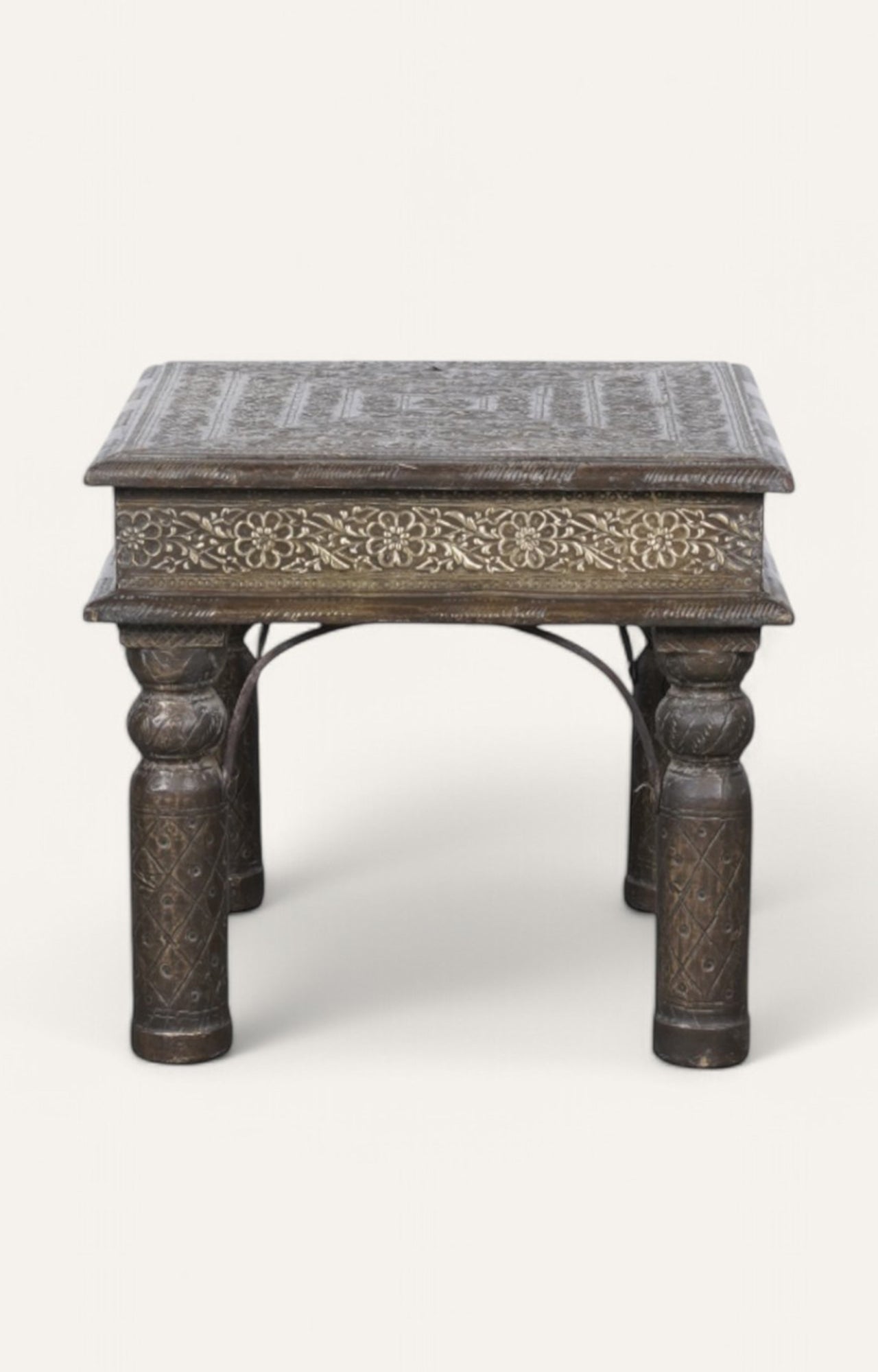 Traditional Side Table with Brass Cladded