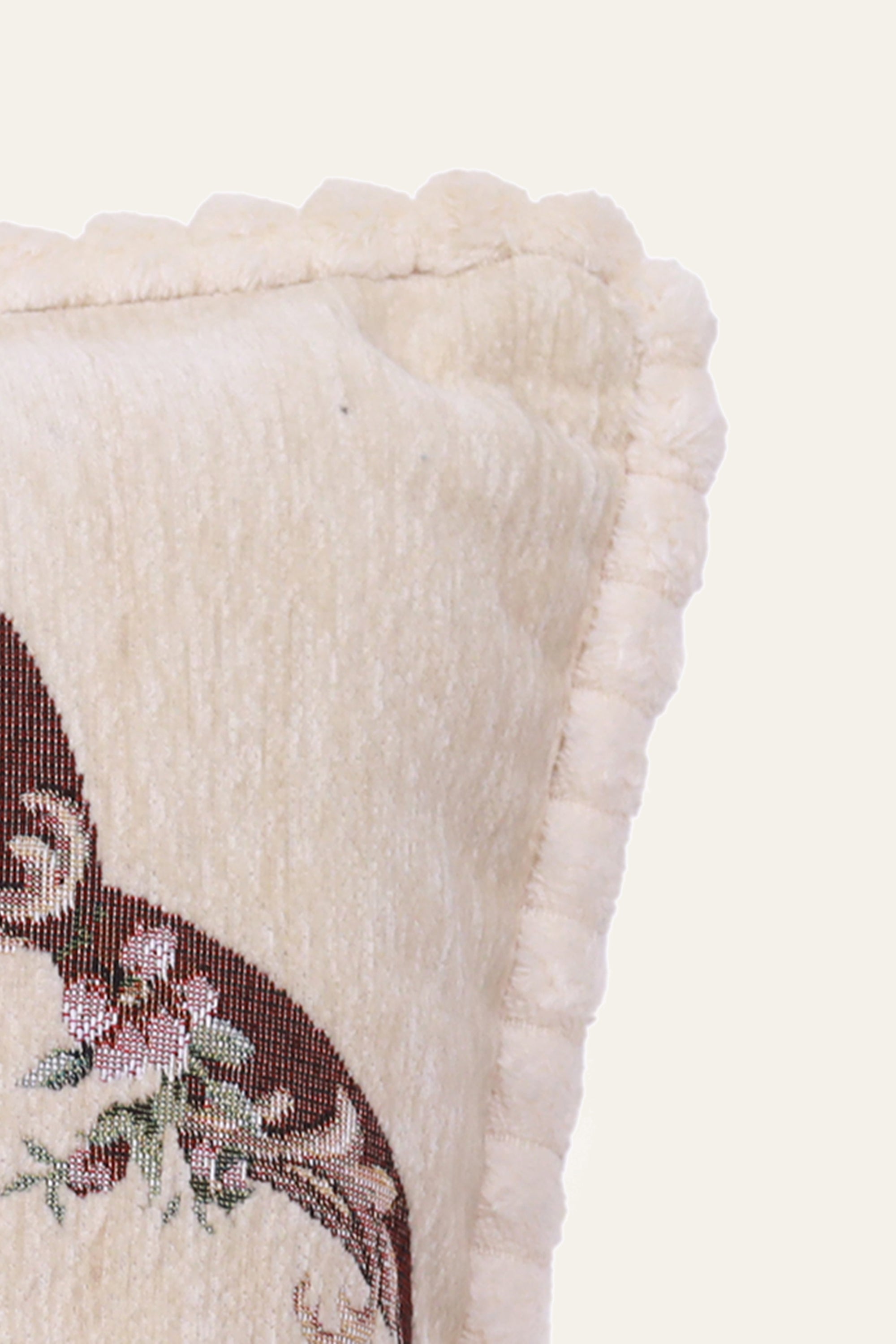 White Floral Motif Embroidered Cushion