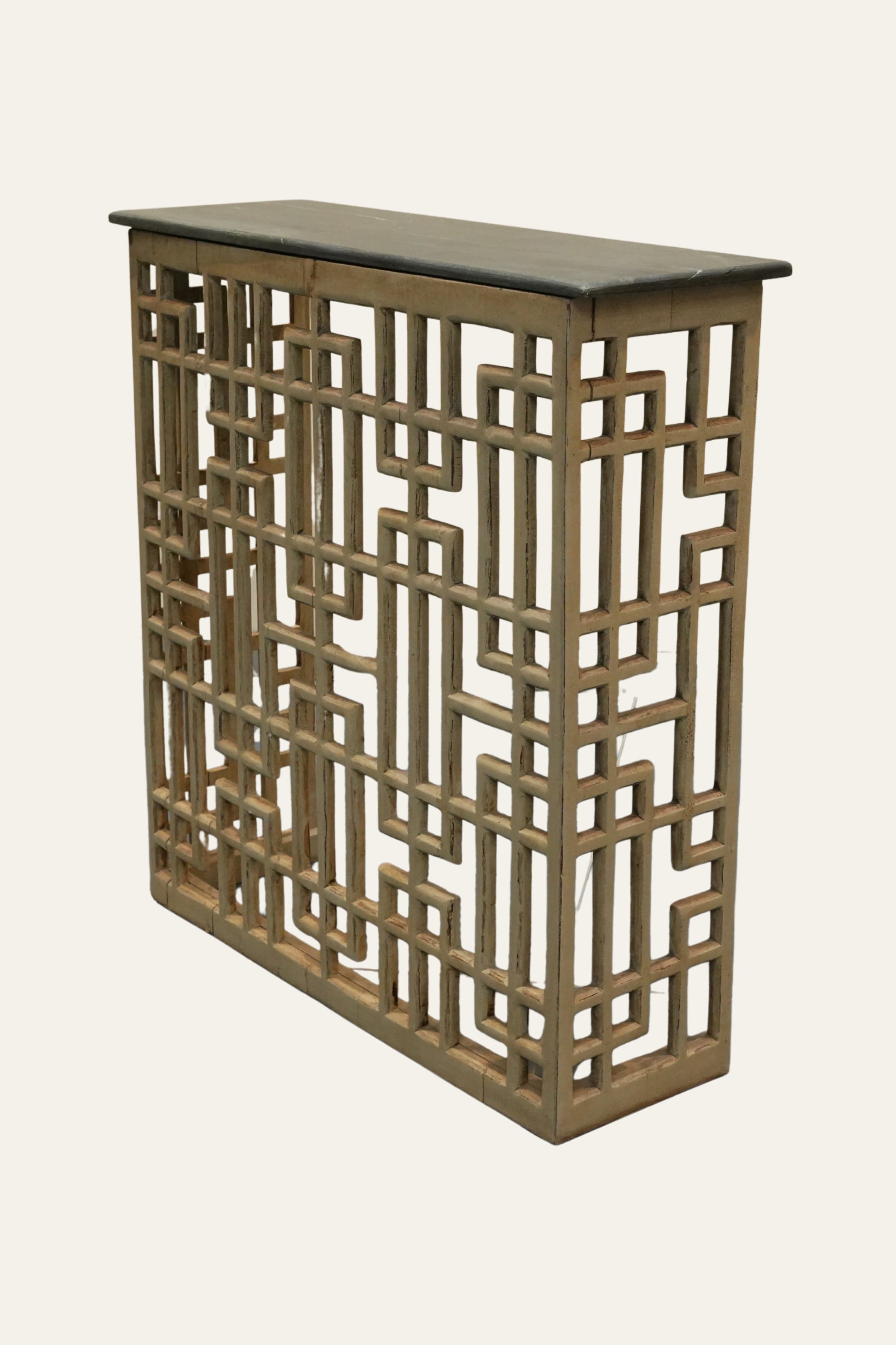 Japanese Inspired Lattice Wooden Console Table