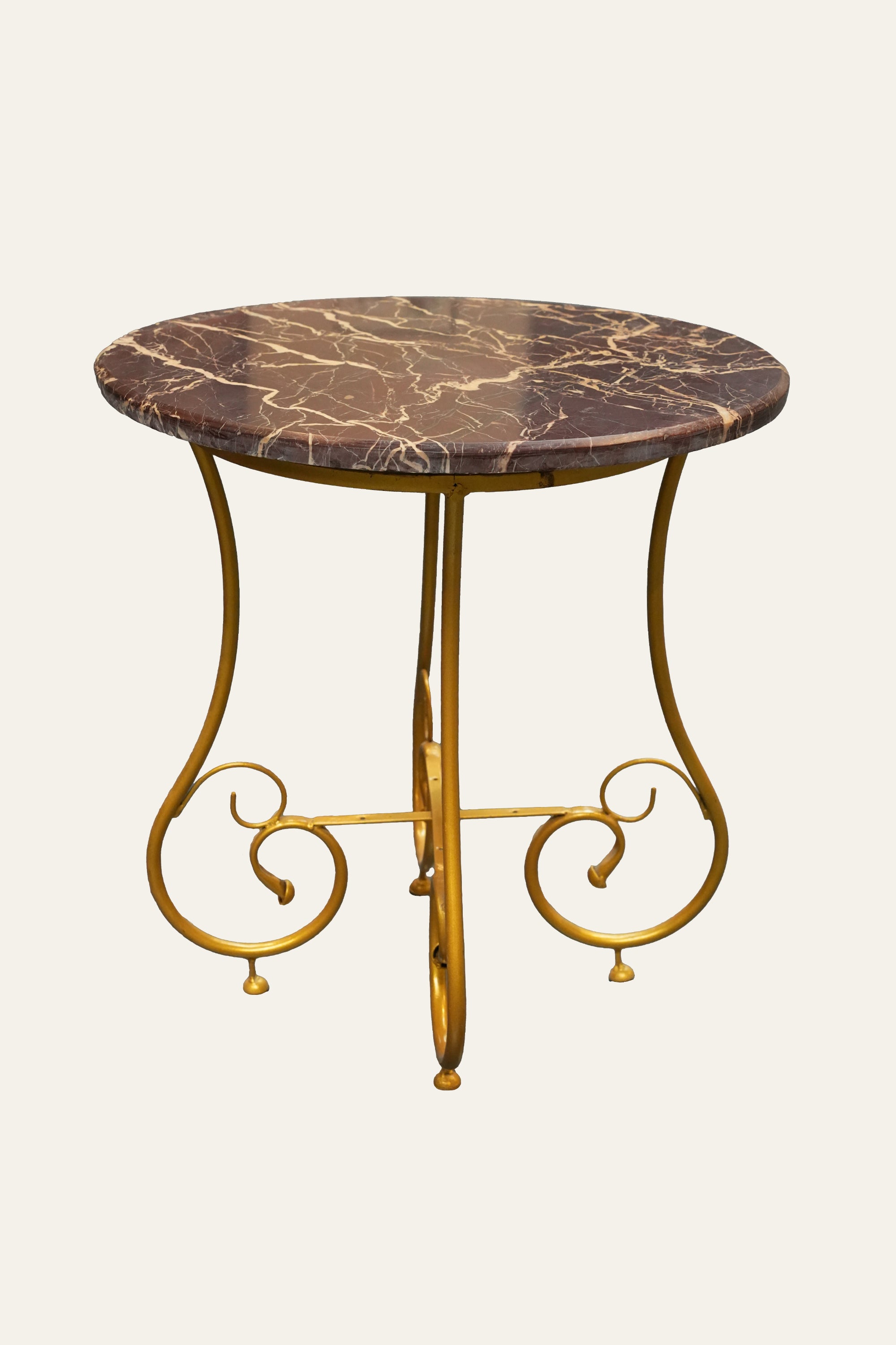 Bidasar Marble Side Table with Gold Metal Base