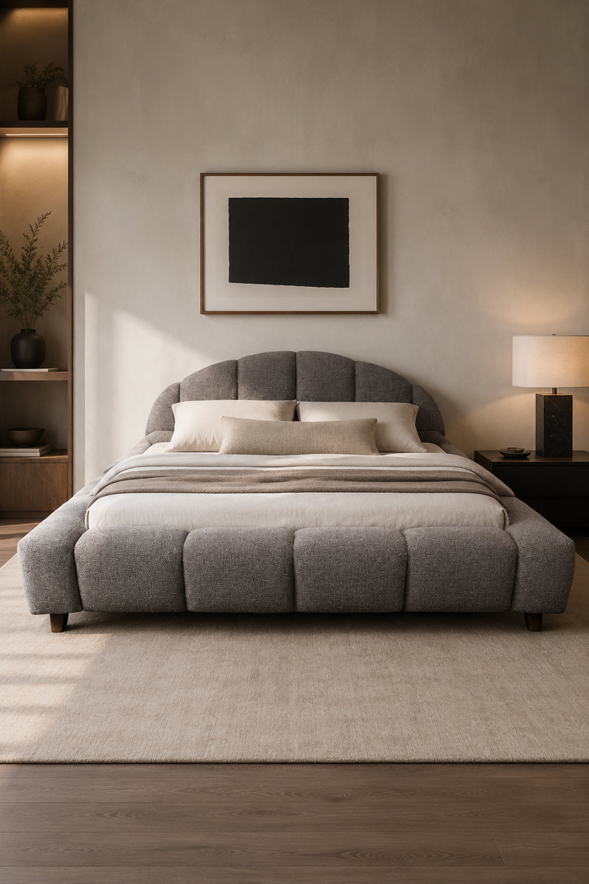 Channel-Tufted Boucle Bubble Platform Bed for Kids' Room