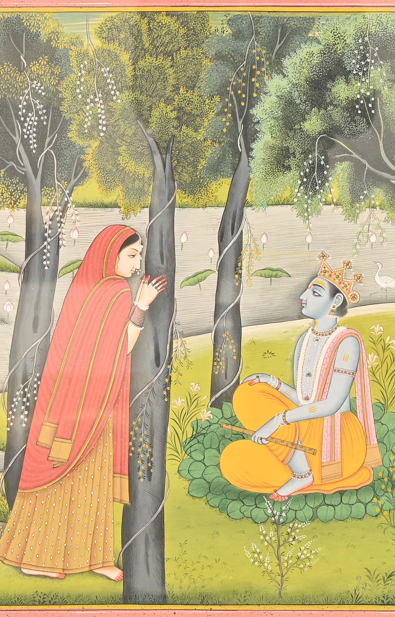 Handmade Painting Radha Krishna Indian Folk Art