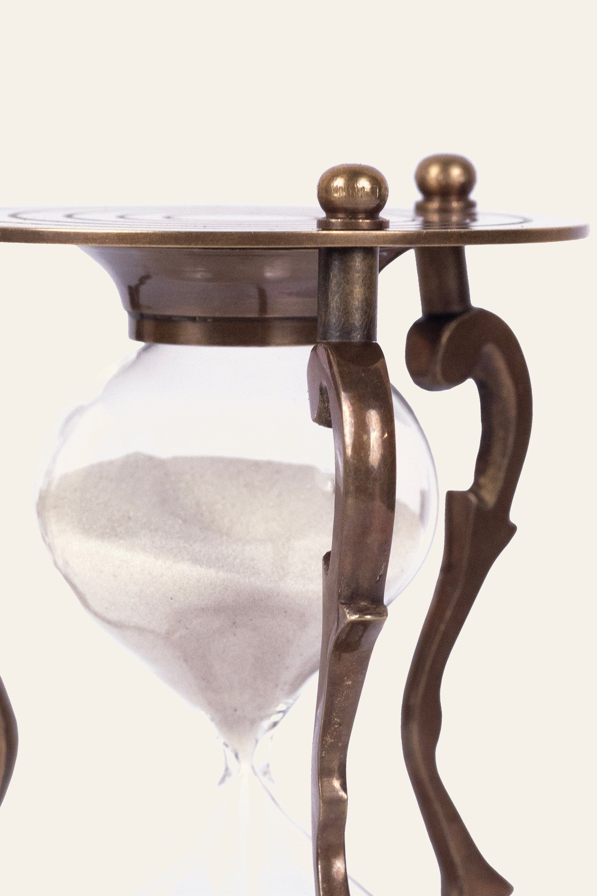 Ornate Brass Hourglass Sand Timer with Curved Pillars