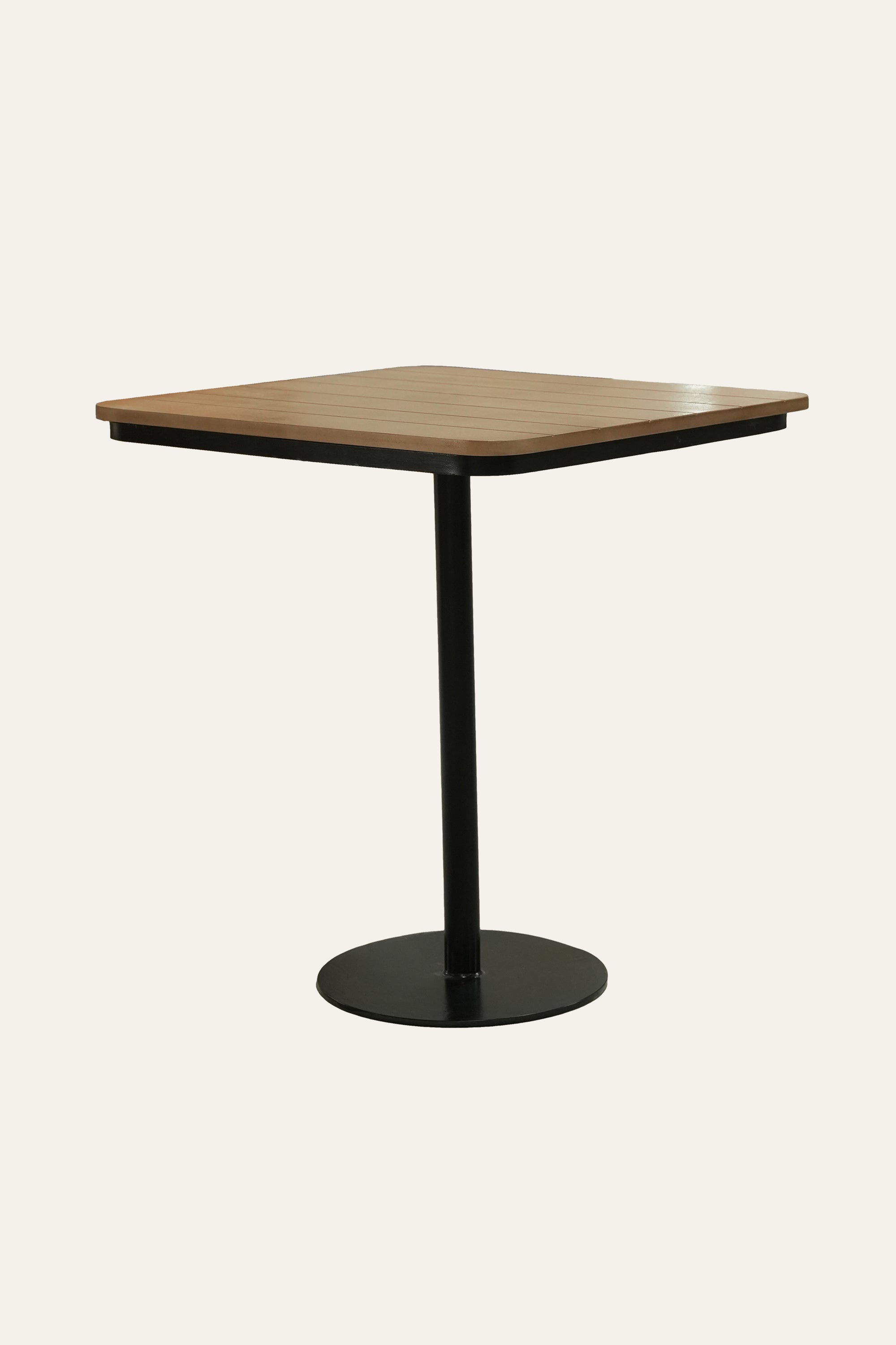 Square Wooden Cafe Style Dining Table with Metal Base