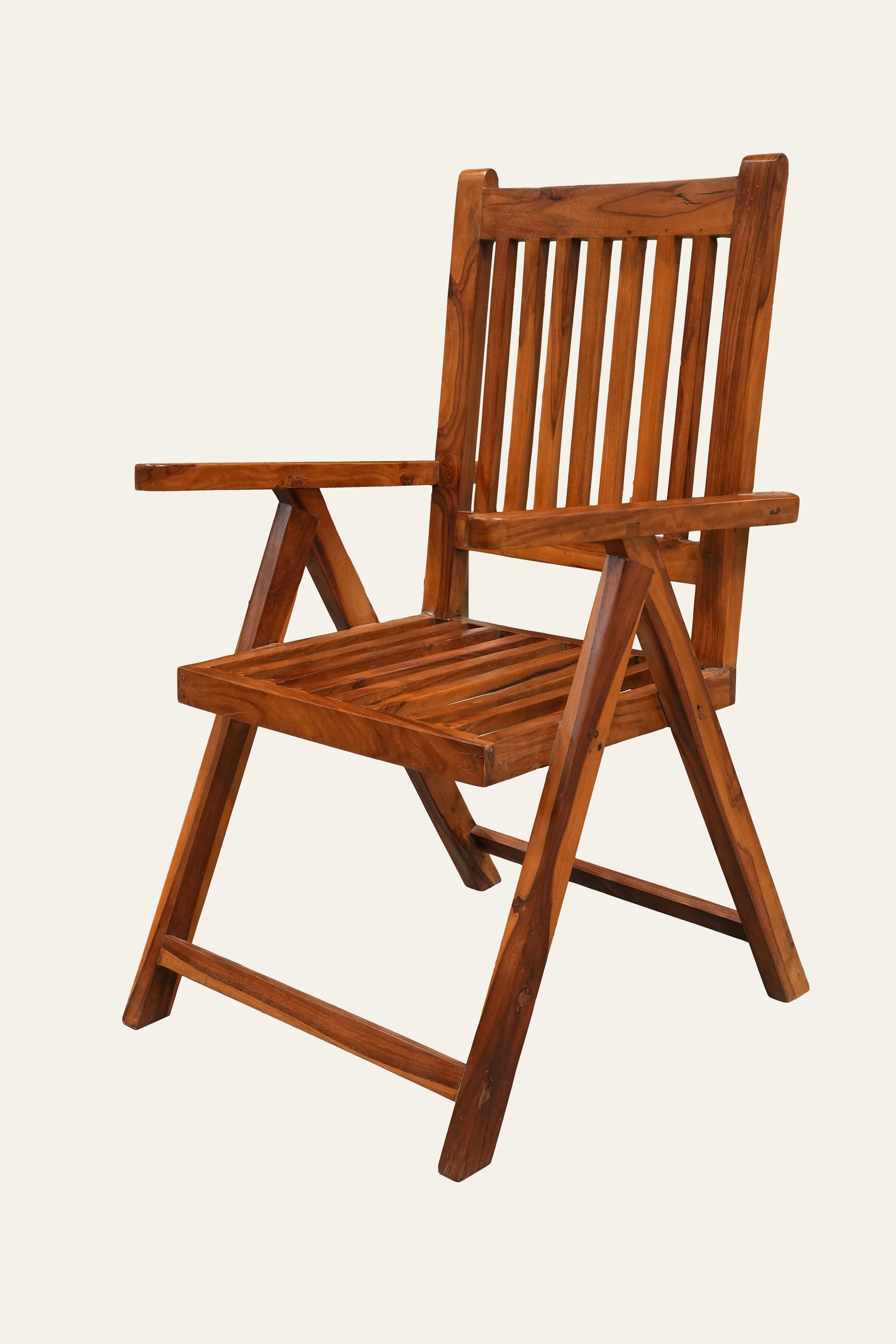 Slatted Back Wooden Armchair for Living Room
