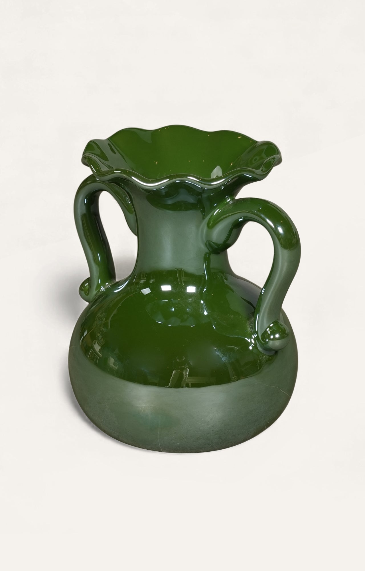 Emerald Ruffle-Edge Twin Vase