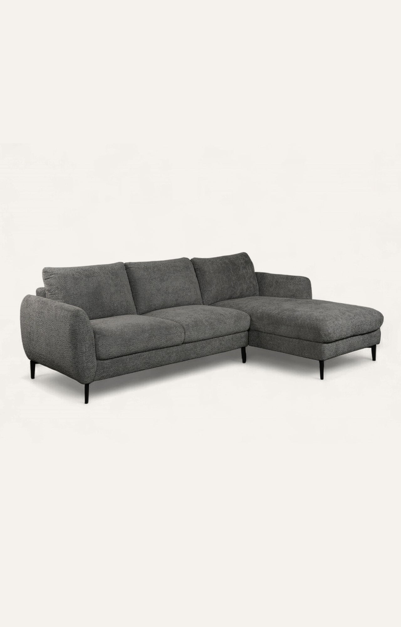 Modern Charcoal Bouclé Right Sectional Sofa