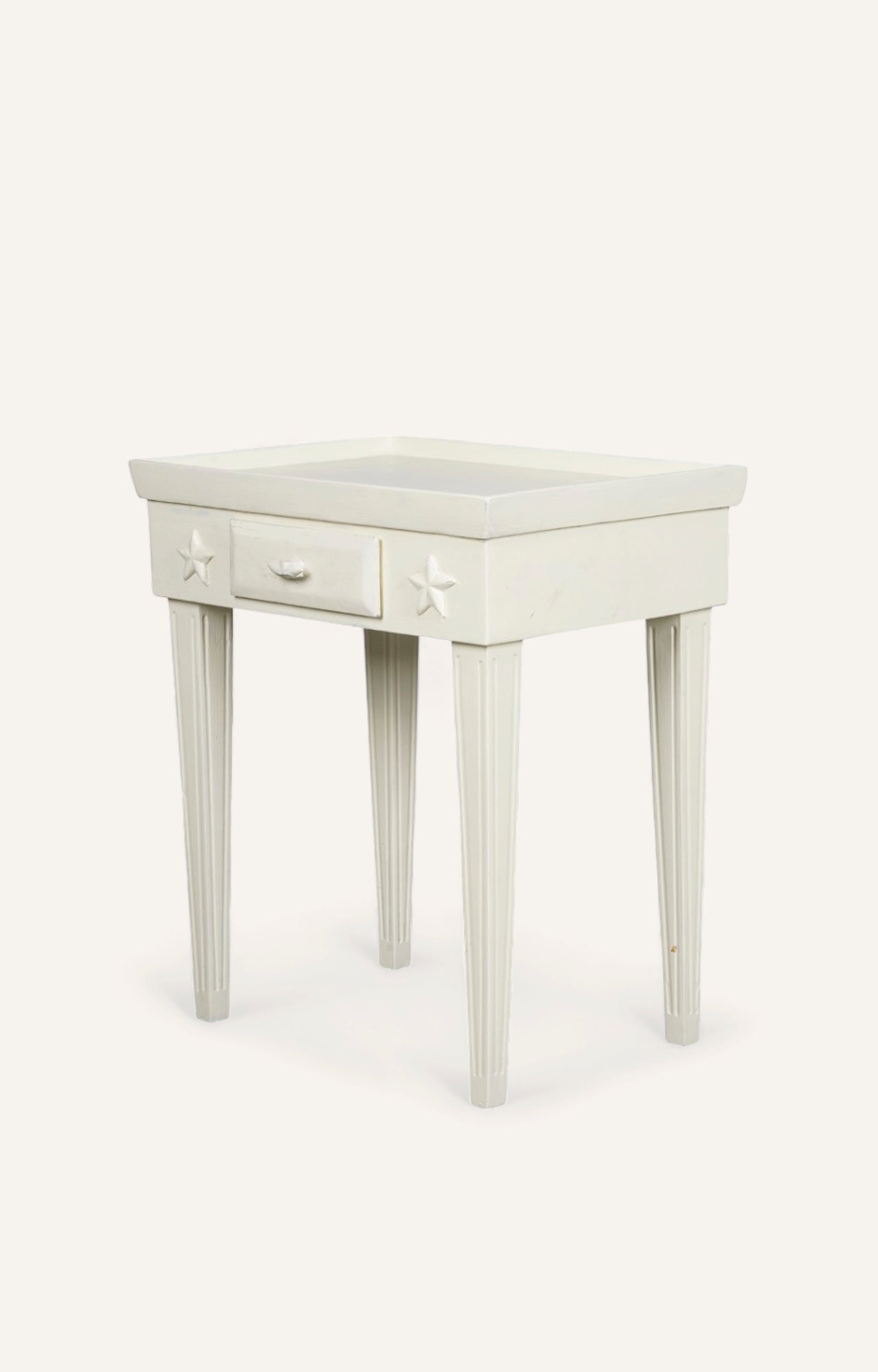 White wooden side table